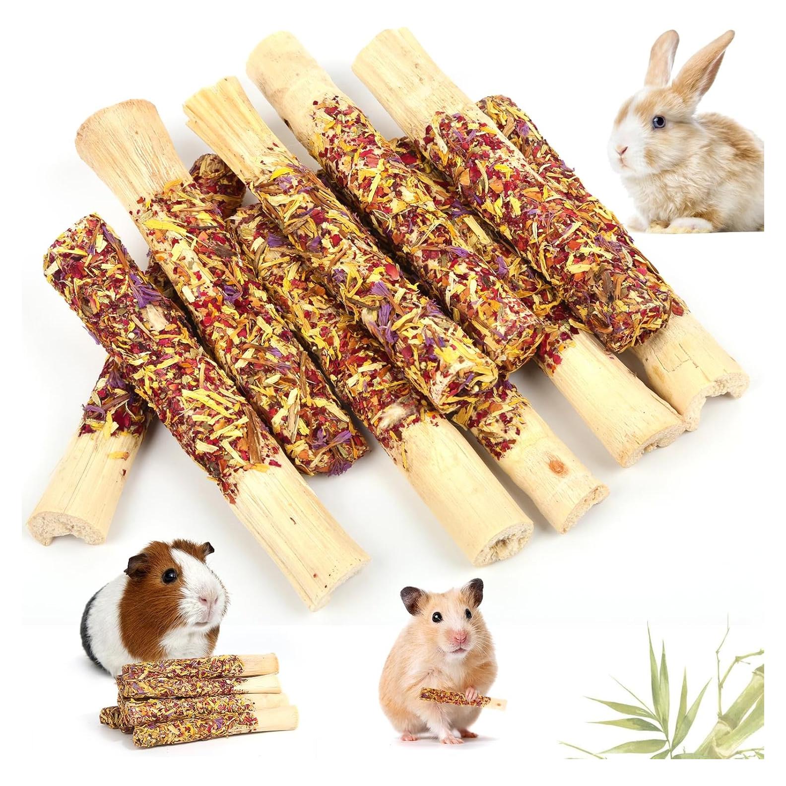 Juguetes Masticables Abizoo para Conejos - 10 Palitos de Bambú