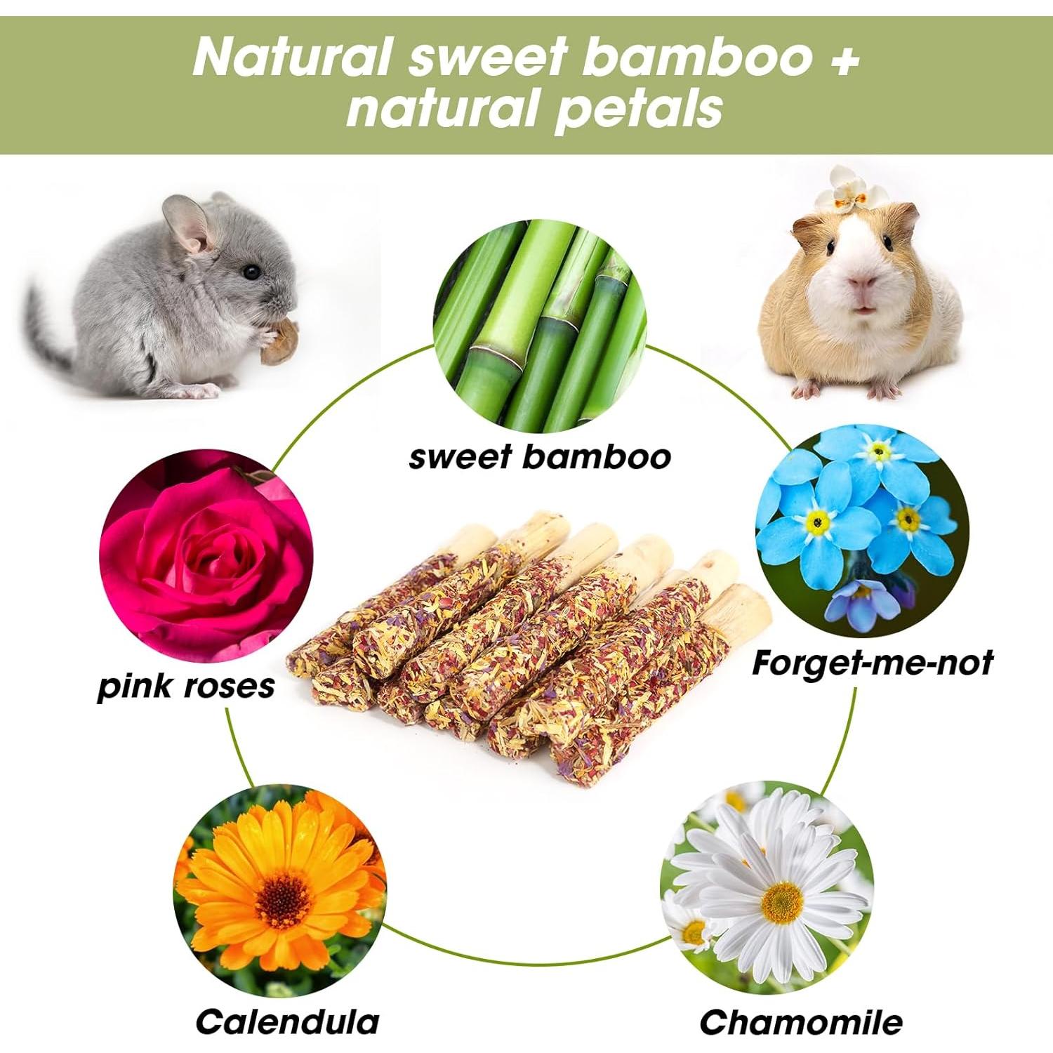 Juguetes Masticables Abizoo para Conejos - 10 Palitos de Bambú