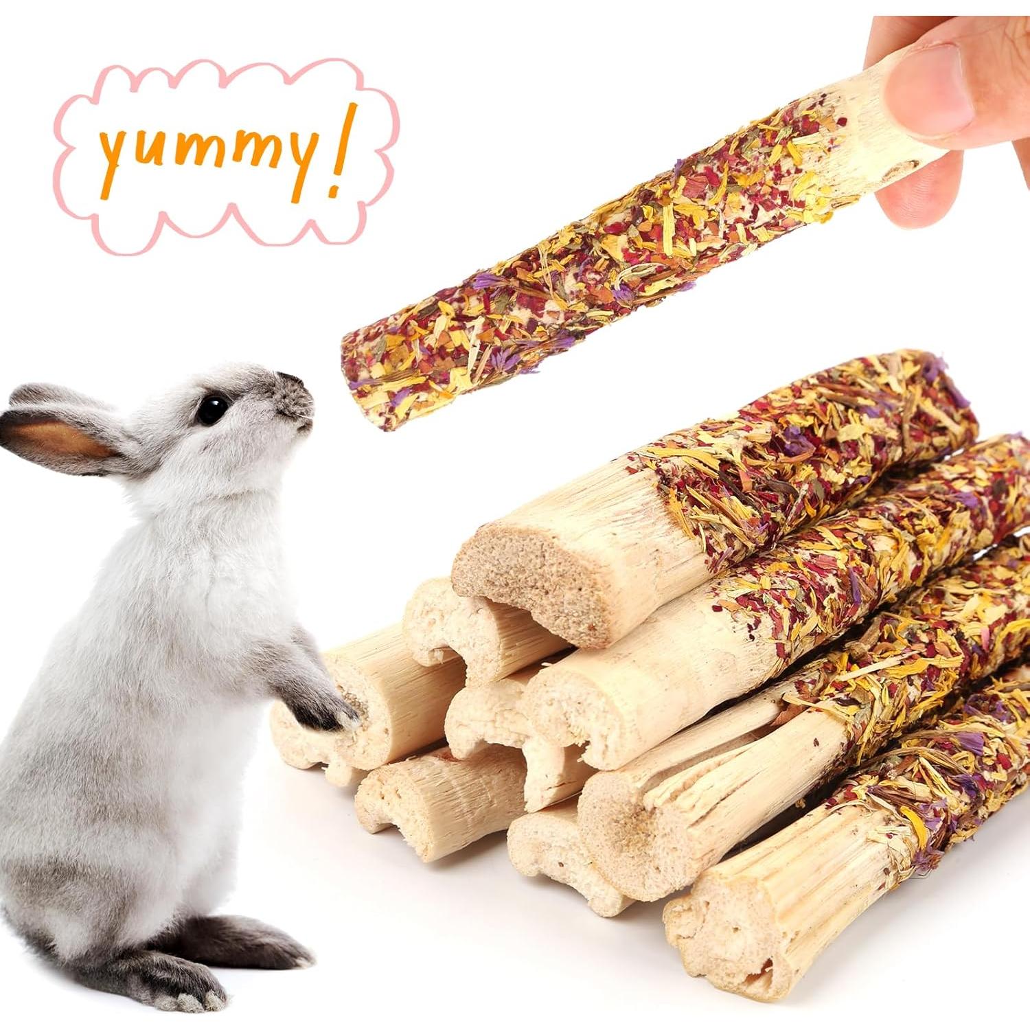 Juguetes Masticables Abizoo para Conejos - 10 Palitos de Bambú