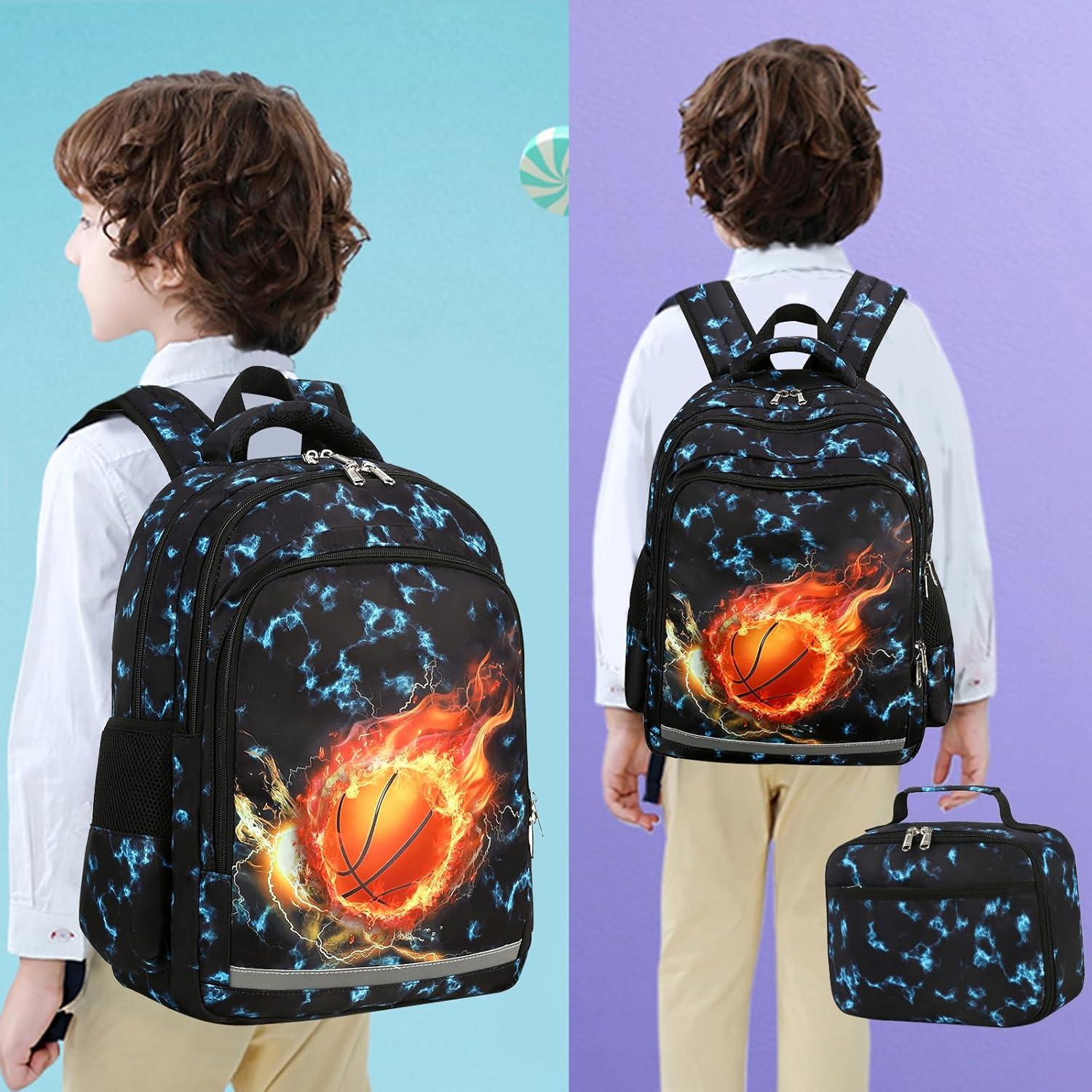 Mochila Escolar LEDAOU para Niños con Caja de Almuerzo 39.62 cm