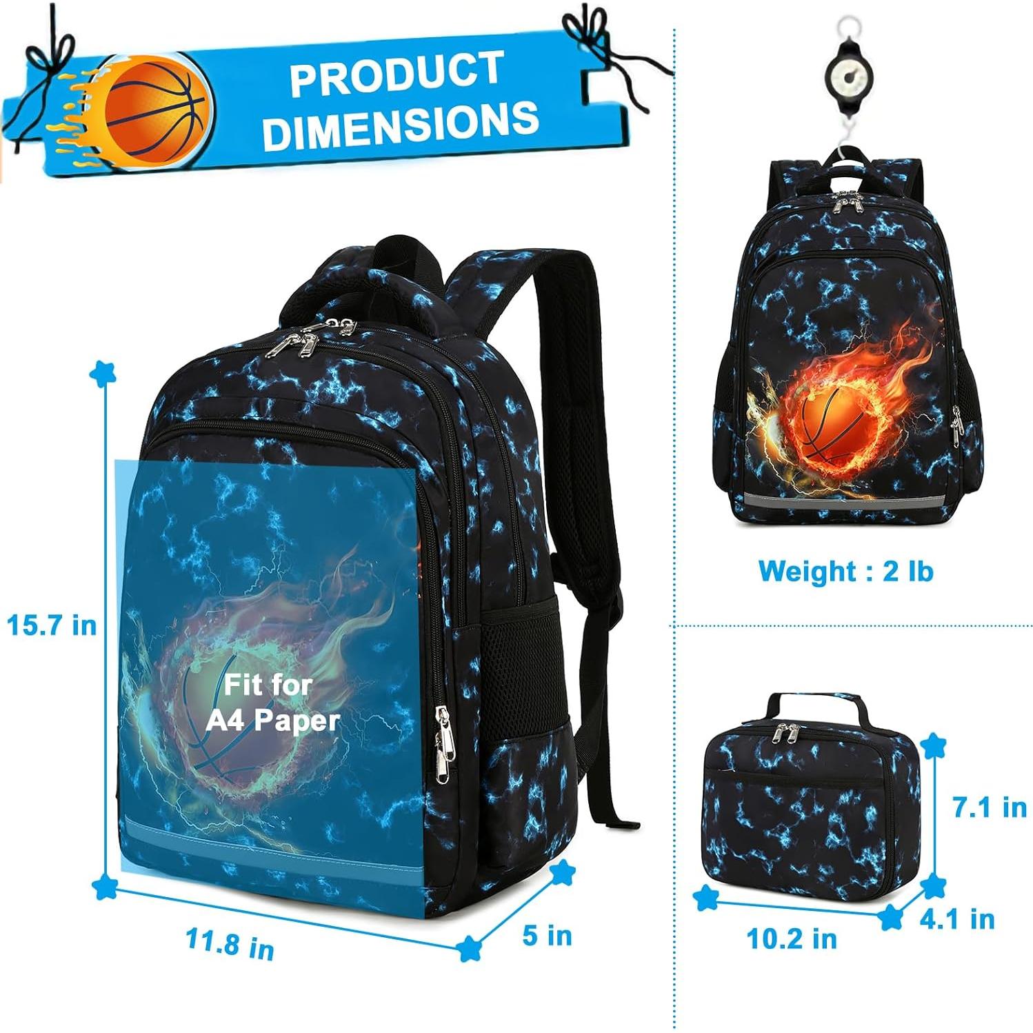 Mochila Escolar LEDAOU para Niños con Caja de Almuerzo 39.62 cm