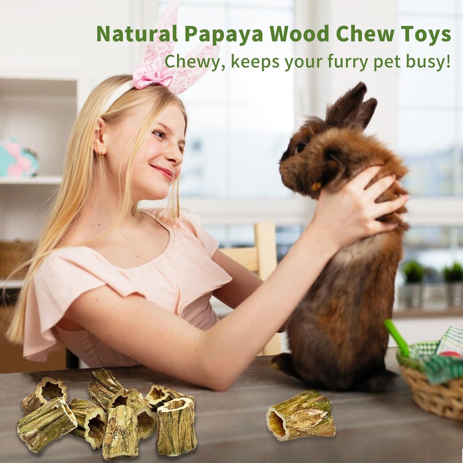 Juguetes para Masticar Fhiny Rabbit 8 PCS Madera de Papaya 5 cm