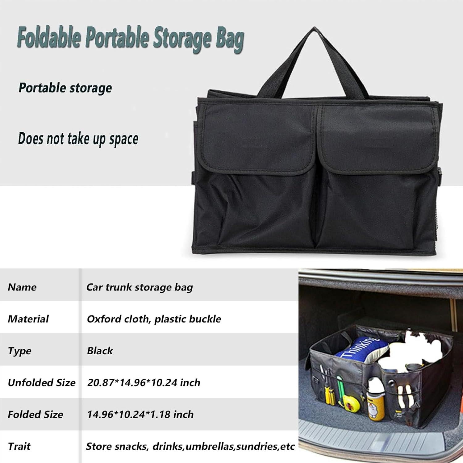 Organizador de Maletero de Coche Figpade 52L Plegable Negro