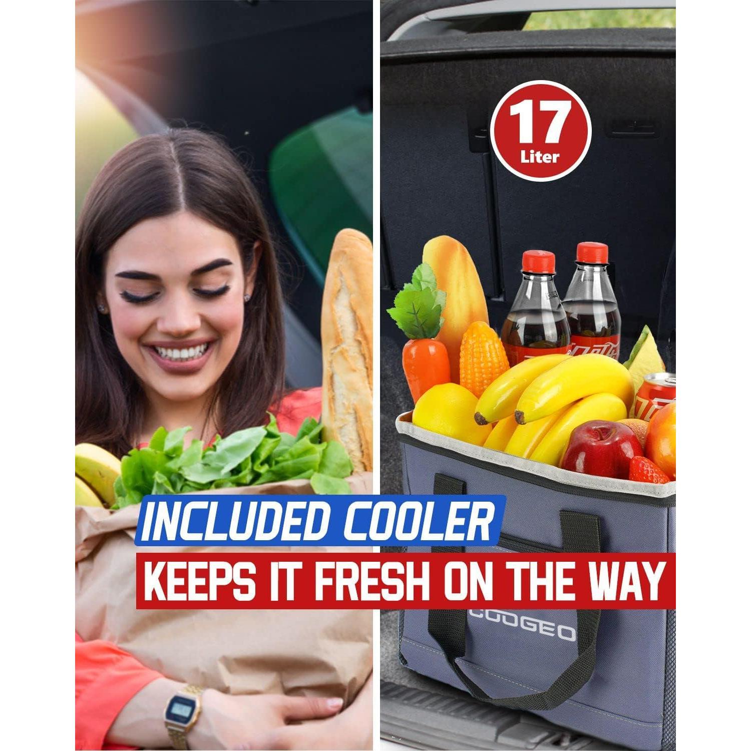 Organizador de Maletero COOGEO con Bolsa Térmica 3 Compartimentos