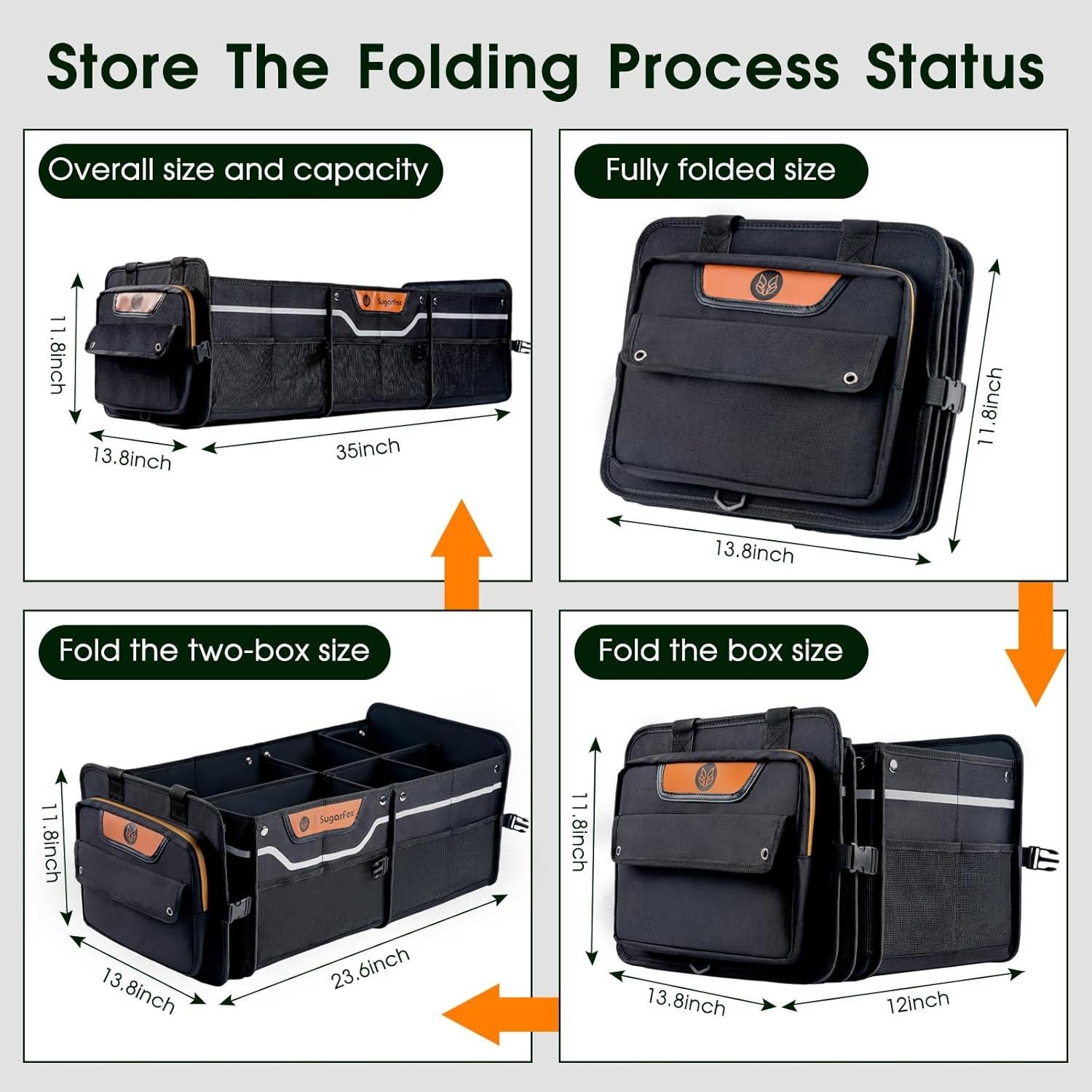 Organizador de Maletero SugarFox 95L Impermeable Plegable Negro