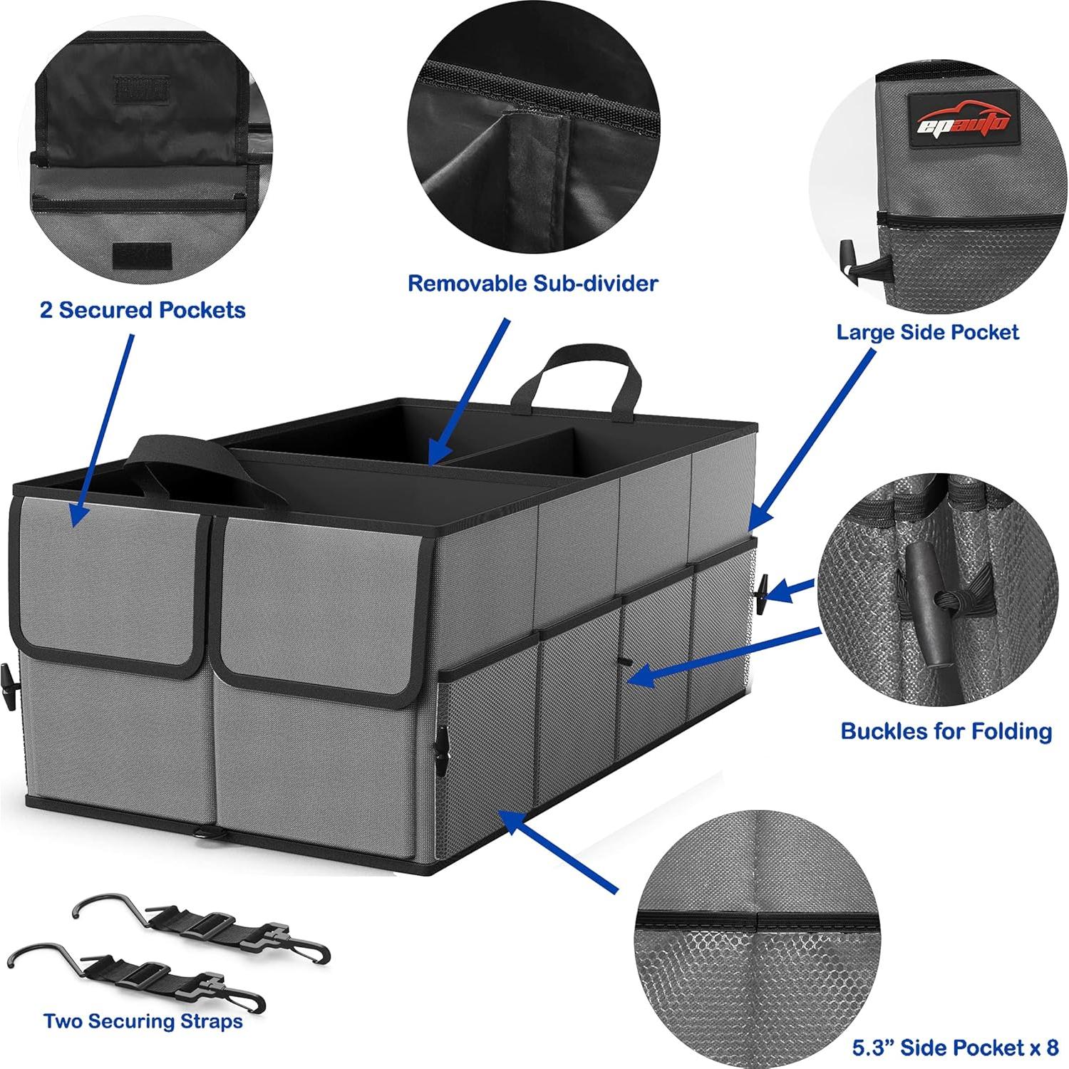 Organizador de Maletero de Coche EPAuto Plegable 3 Compartimentos