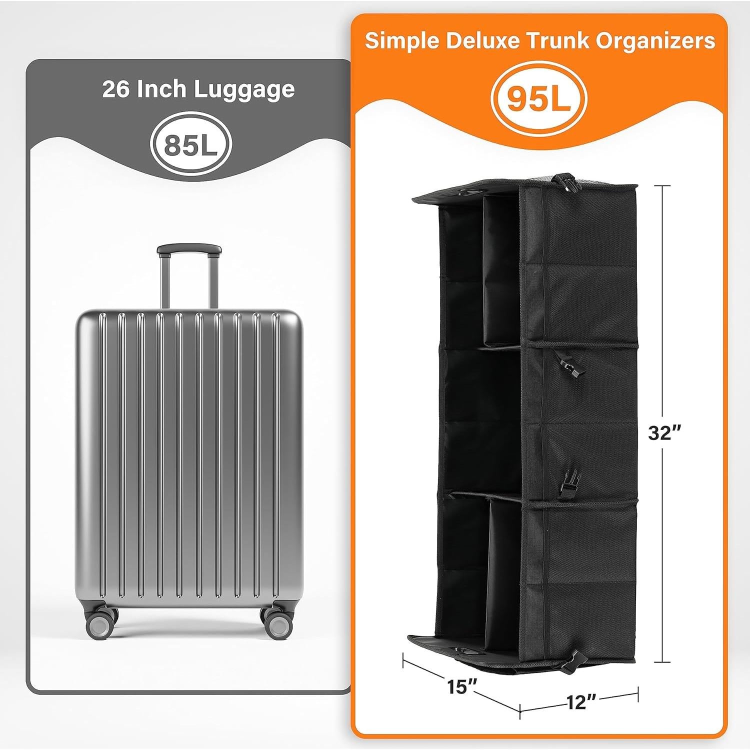 Organizador de Maletero Simple Deluxe, Grande, Antideslizante, Negro