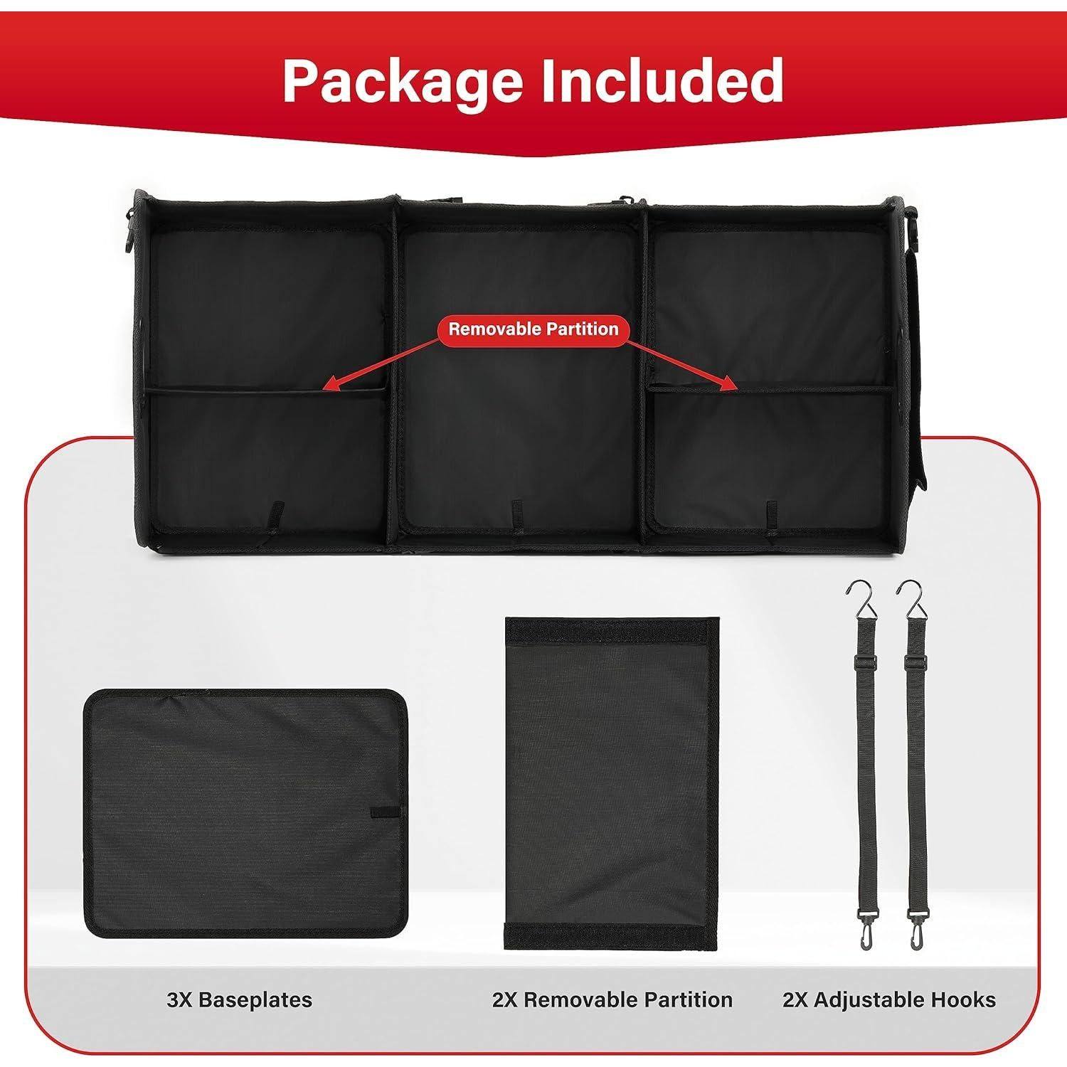 Organizador de Maletero Simple Deluxe, Grande, Antideslizante, Negro