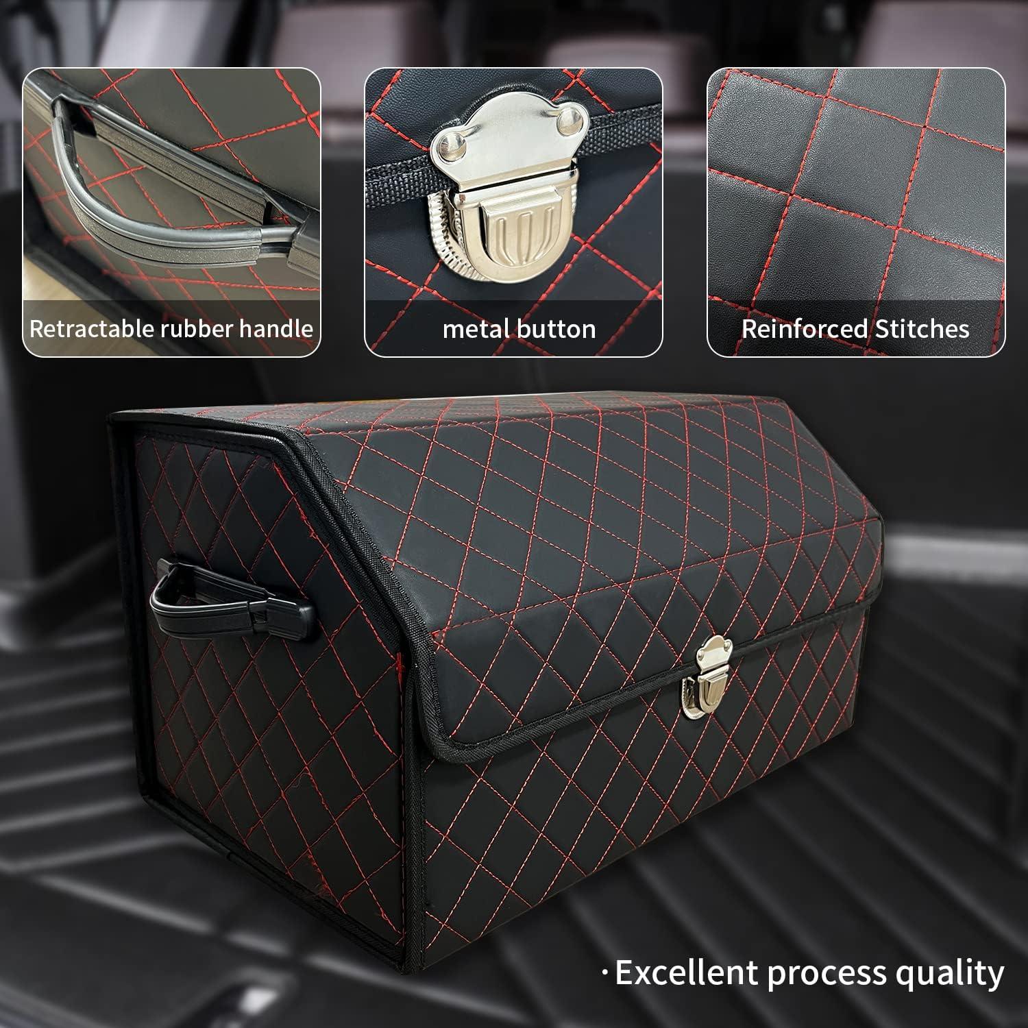 Organizador de Maletero Wuatow Plegable 48L Cuadrícula Negra Roja