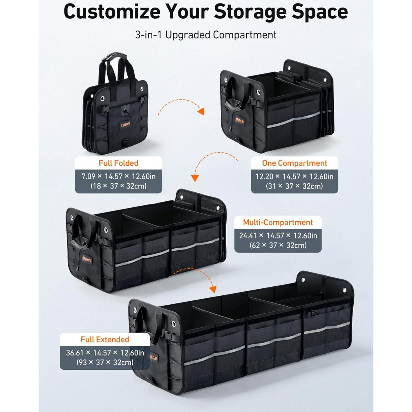 Organizador de Maletero Plegable AstroAI 110L con Bolsa Térmica