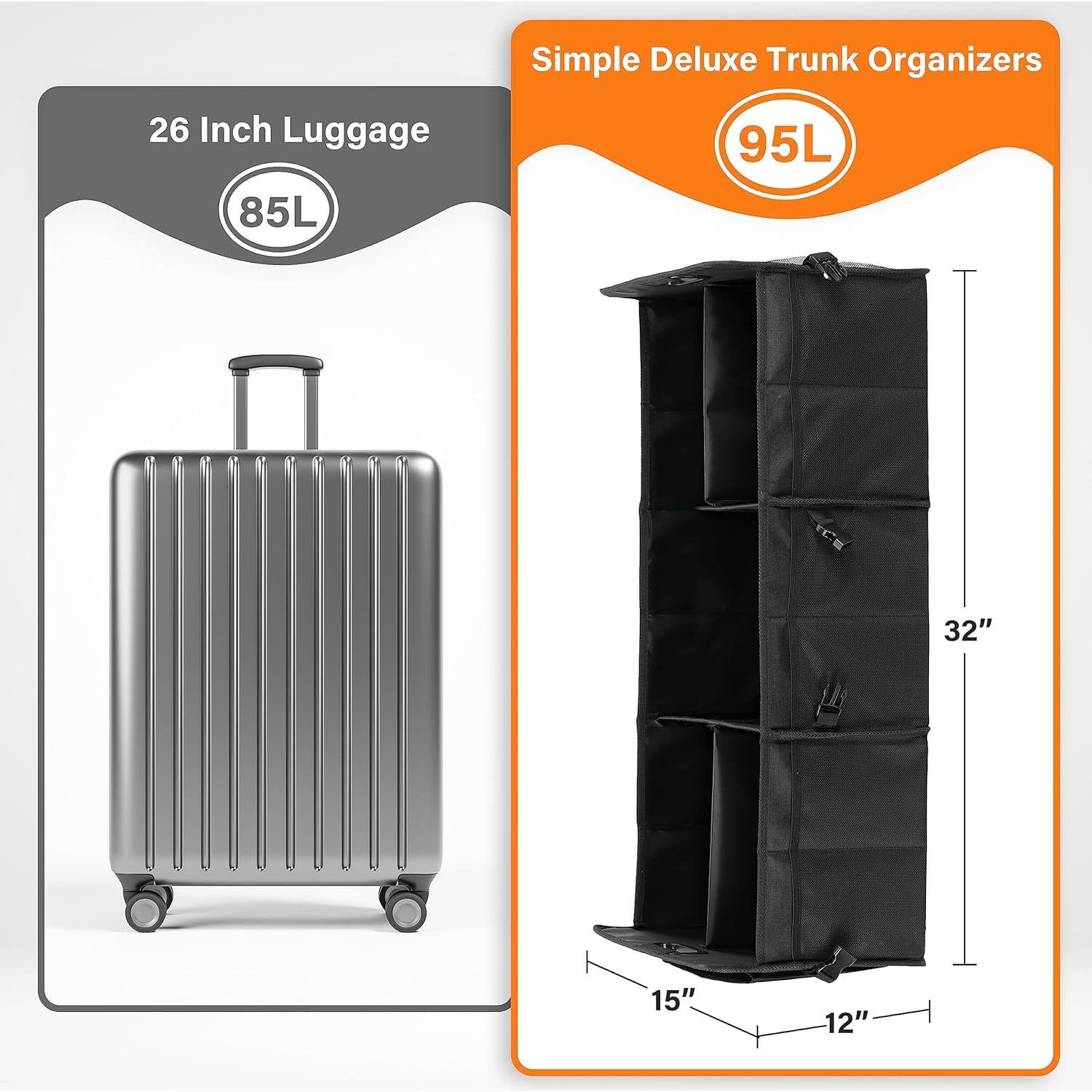 Organizador de Maletero Simple Deluxe Grande Antideslizante Negro