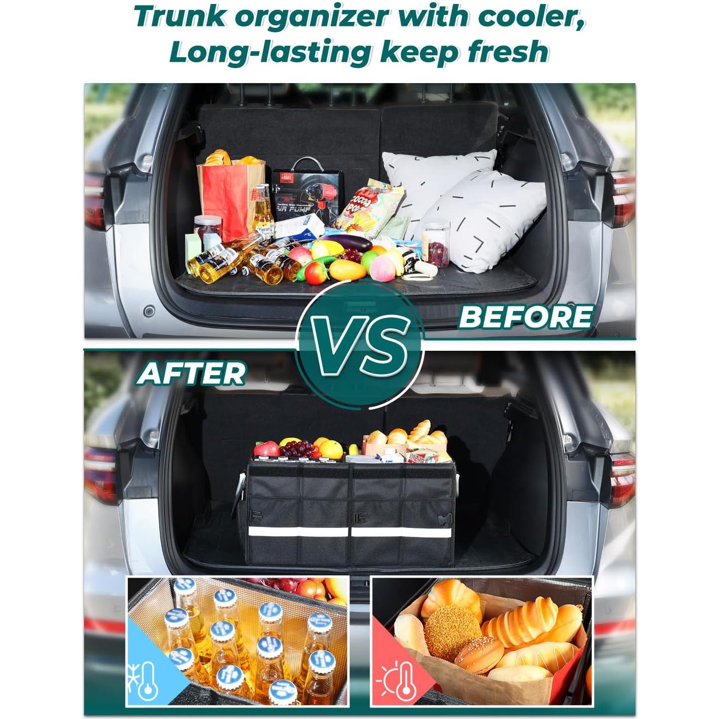 Organizador de Maletero YOHOOLYO 65L con Bolsa Térmica Negra