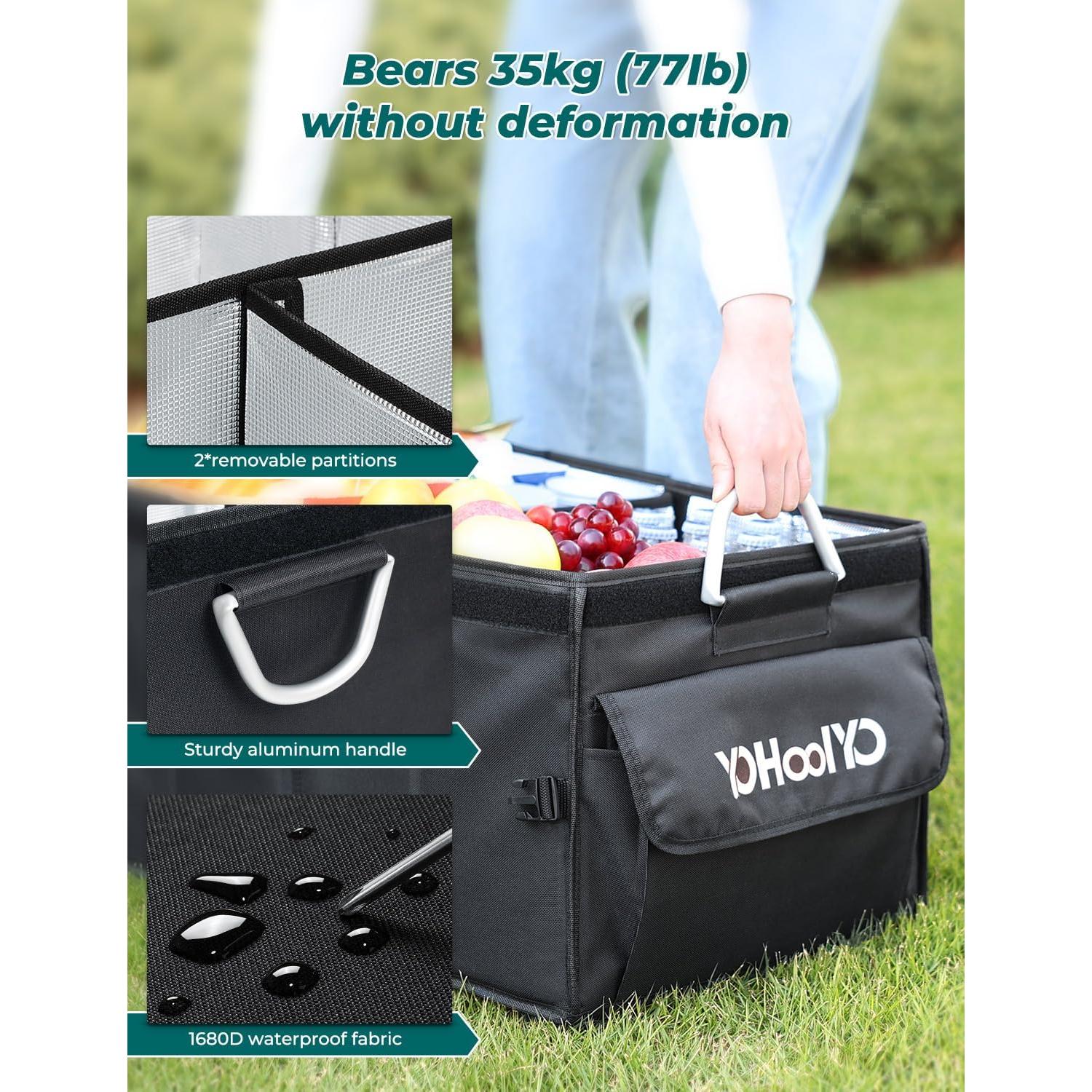 Organizador de Maletero YOHOOLYO 65L con Bolsa Térmica Negra