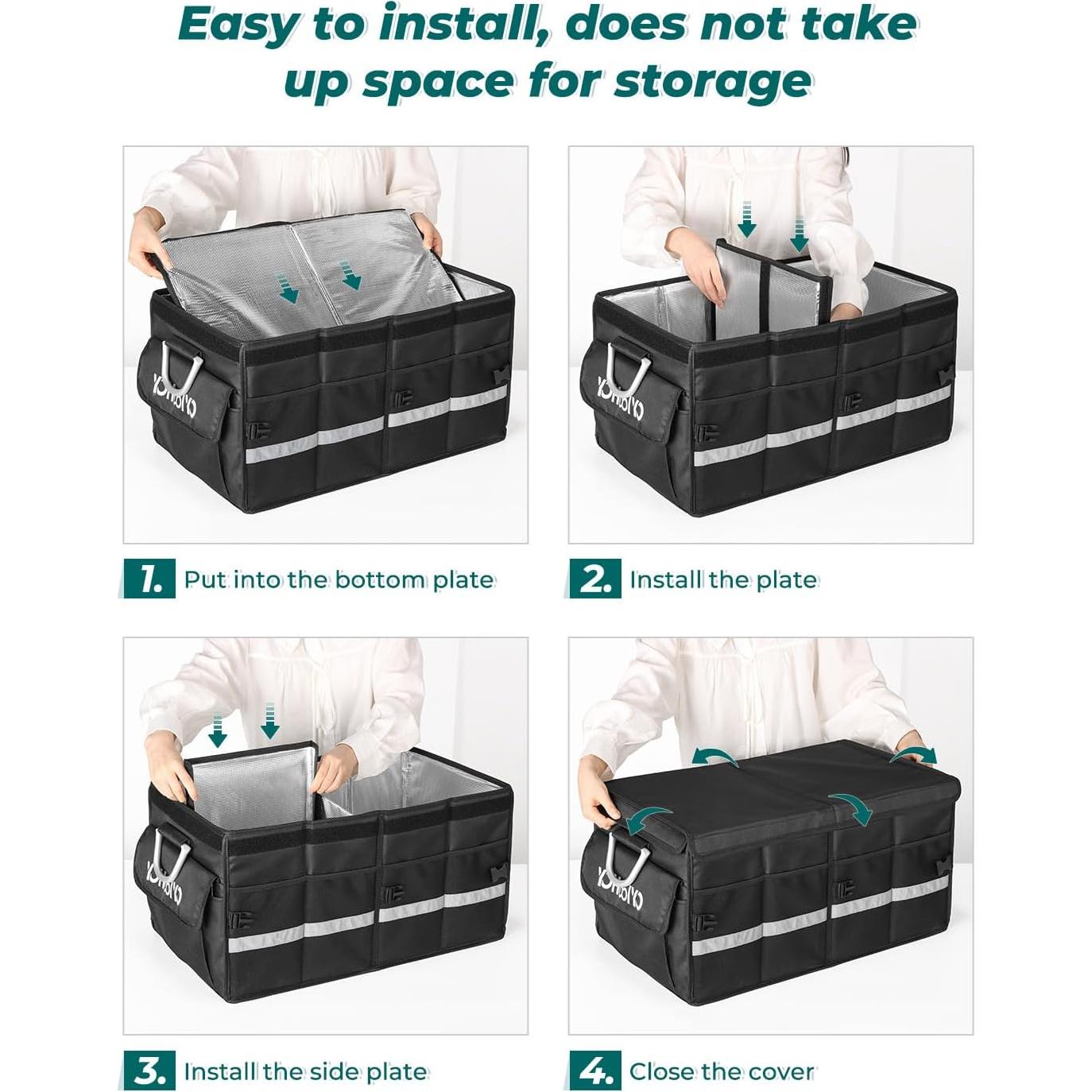 Organizador de Maletero YOHOOLYO 65L con Bolsa Térmica Negra