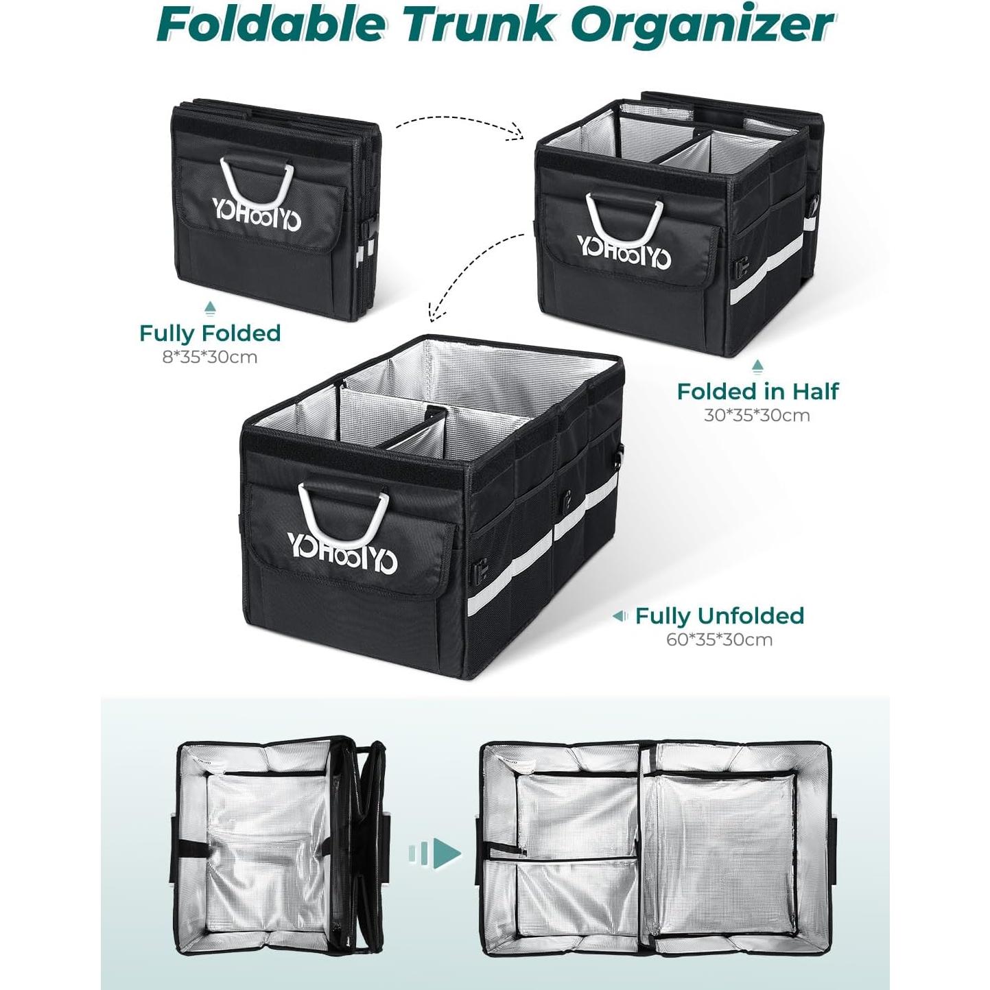 Organizador de Maletero YOHOOLYO 65L con Bolsa Térmica Negra