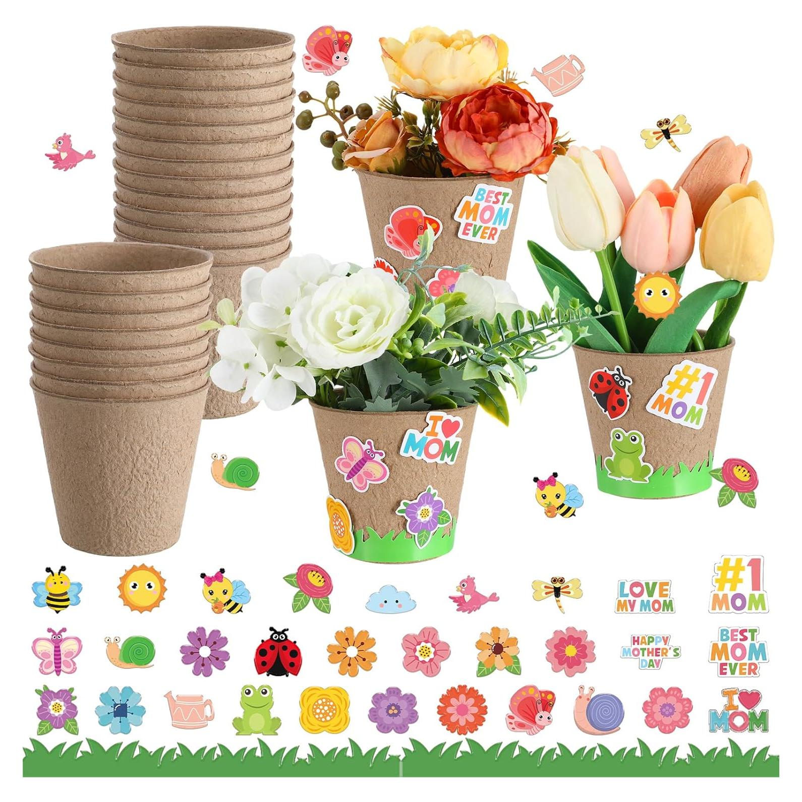 Kit de Manualidades para Niños Resurhang - 80 Macetas de Papel DIY