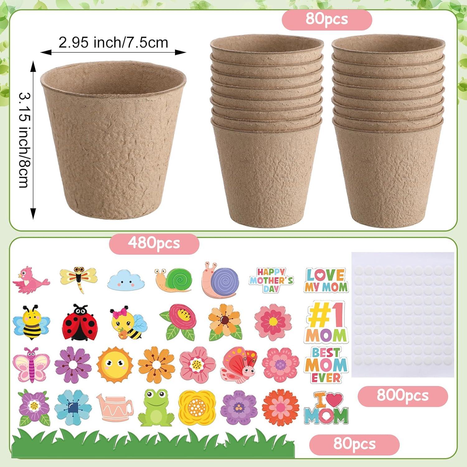 Kit de Manualidades para Niños Resurhang - 80 Macetas de Papel DIY