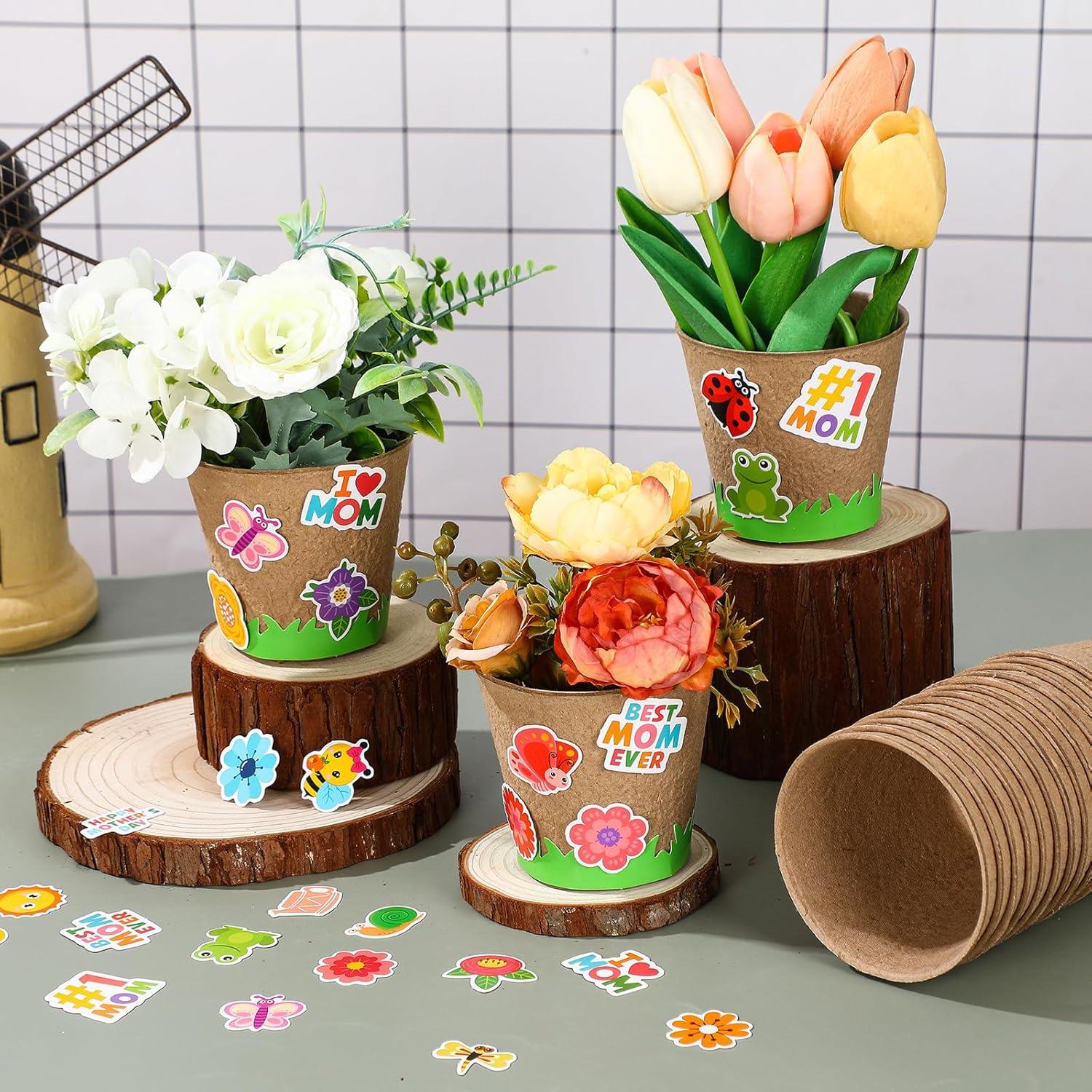 Kit de Manualidades para Niños Resurhang - 80 Macetas de Papel DIY