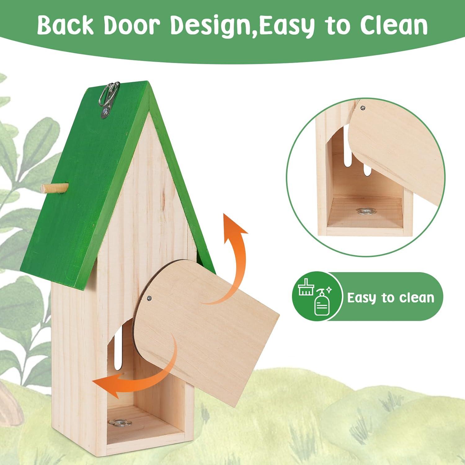 Casa y Comedero para Mariposas Antiai de Madera Verde 30x15x22cm