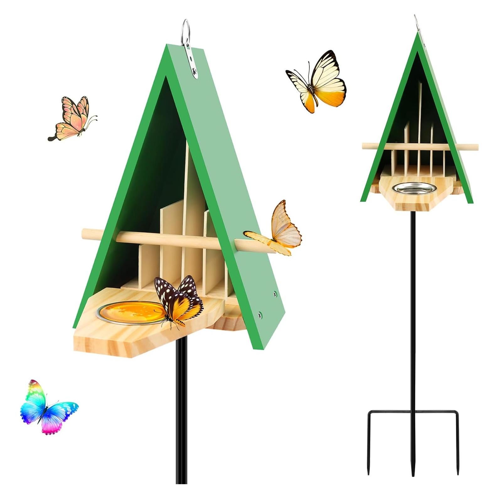 Casa y Comedero para Mariposas UQM con Estaca de Metal 30cm