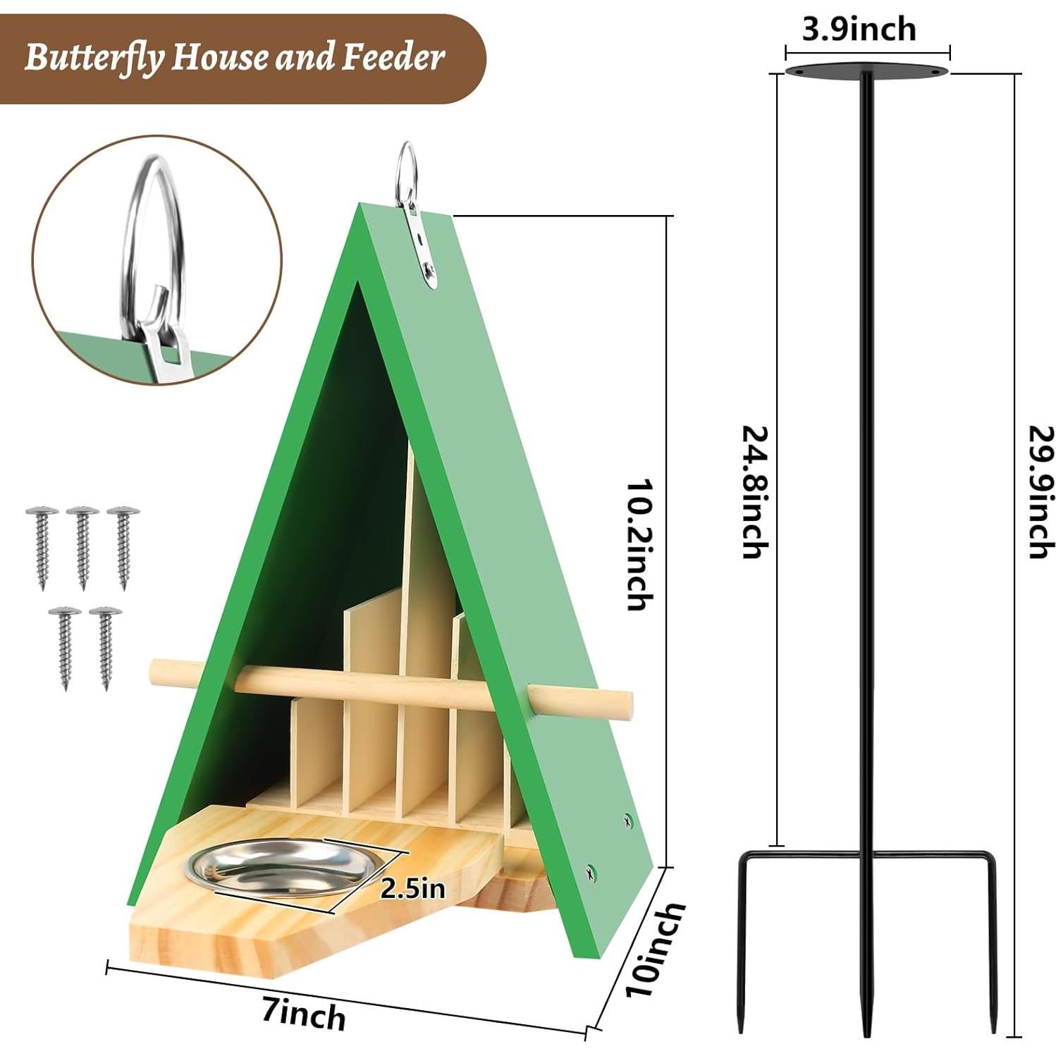 Casa y Comedero para Mariposas UQM con Estaca de Metal 30cm