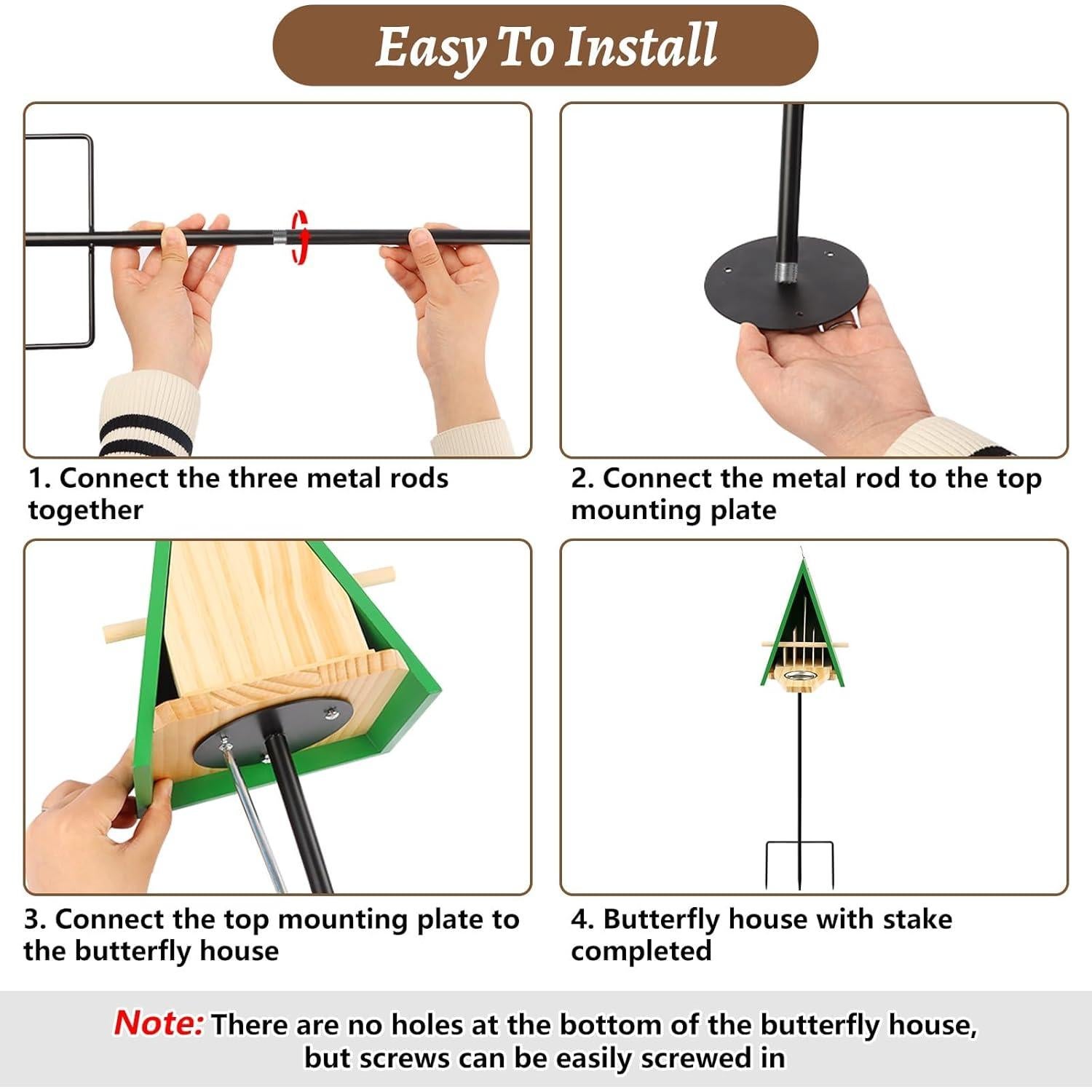 Casa y Comedero para Mariposas UQM con Estaca de Metal 30cm