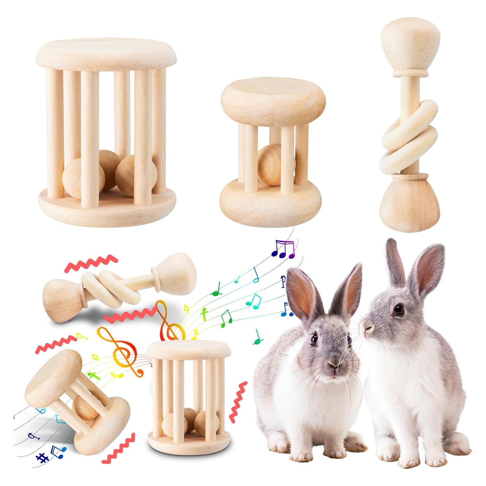 Juguetes de Madera para Conejos AOWPFVV - 3 Piezas Seguras