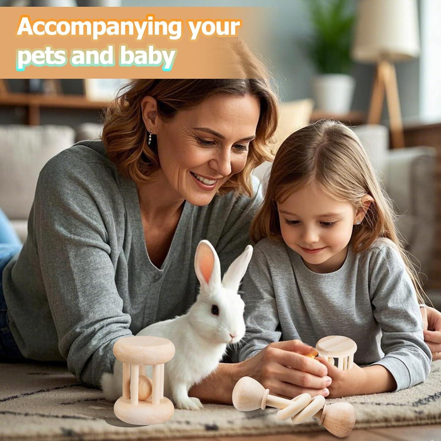Juguetes de Madera para Conejos AOWPFVV - 3 Piezas Seguras