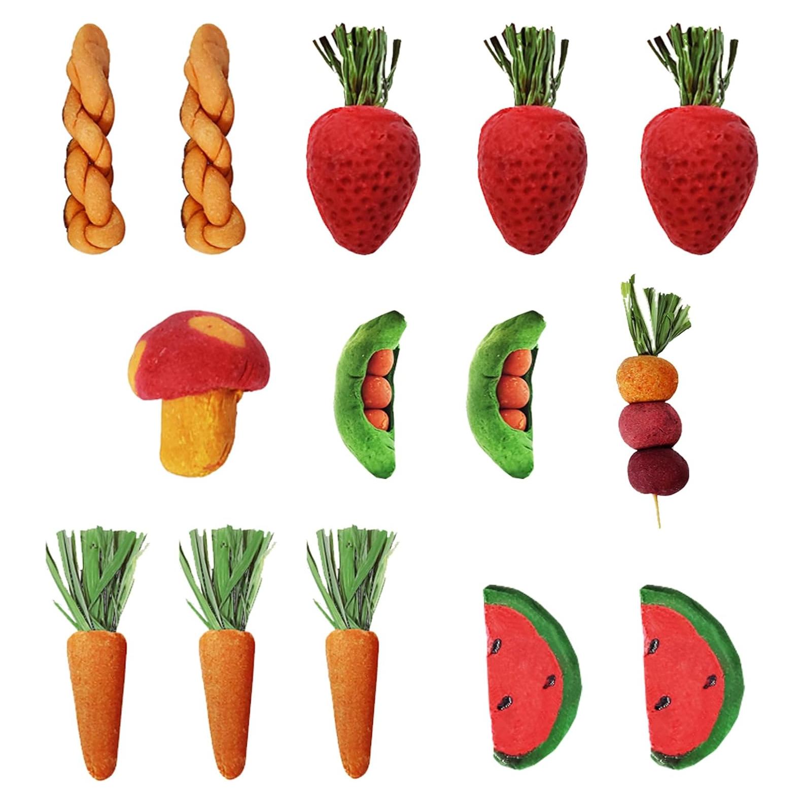 14 Piezas Juguetes Naturales para Conejos y Hámsters Finymk