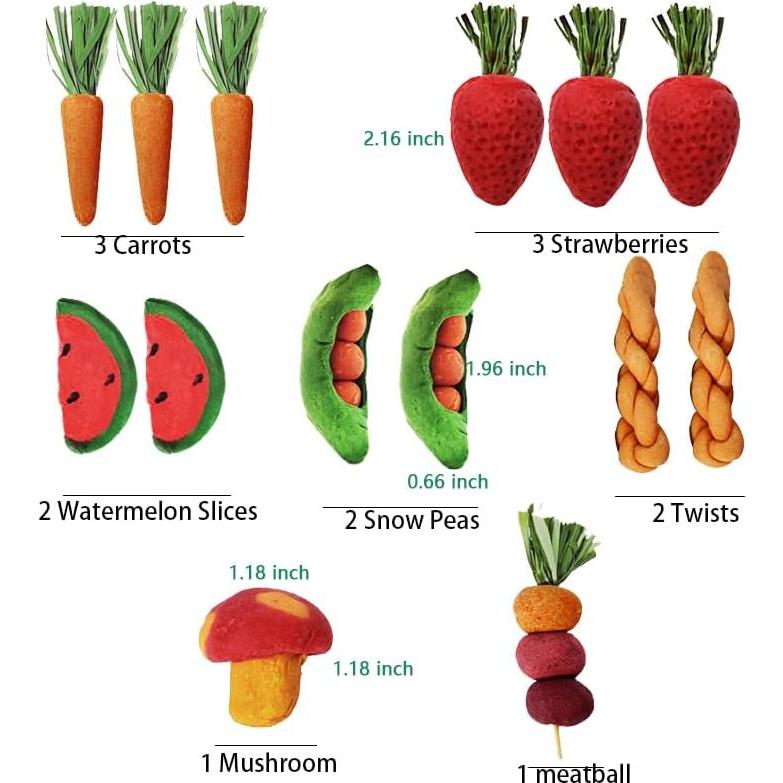 14 Piezas Juguetes Naturales para Conejos y Hámsters Finymk
