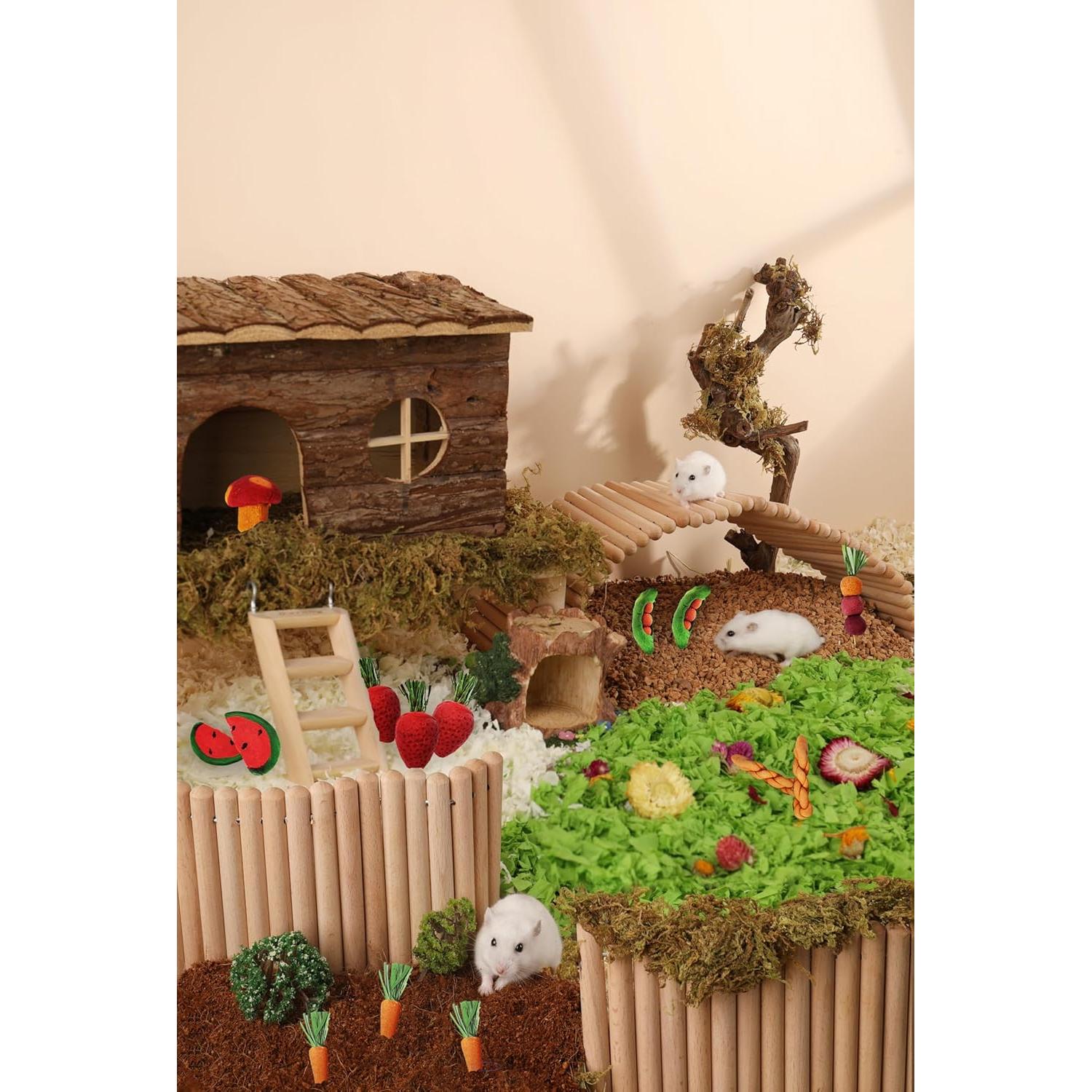 14 Piezas Juguetes Naturales para Conejos y Hámsters Finymk