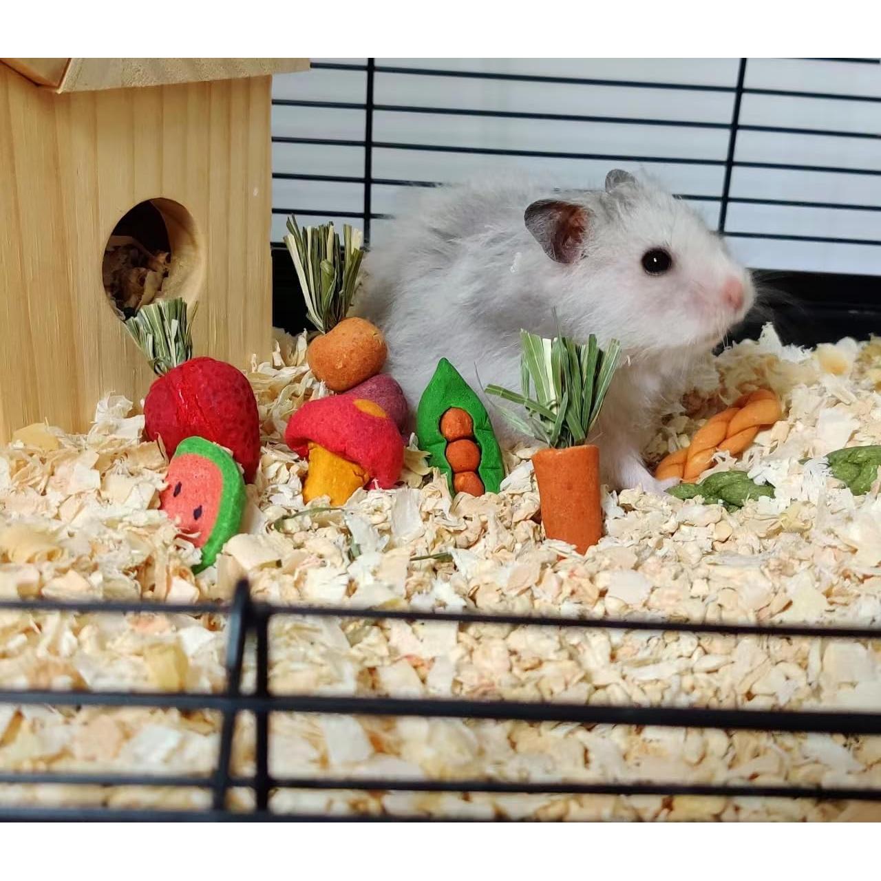 14 Piezas Juguetes Naturales para Conejos y Hámsters Finymk