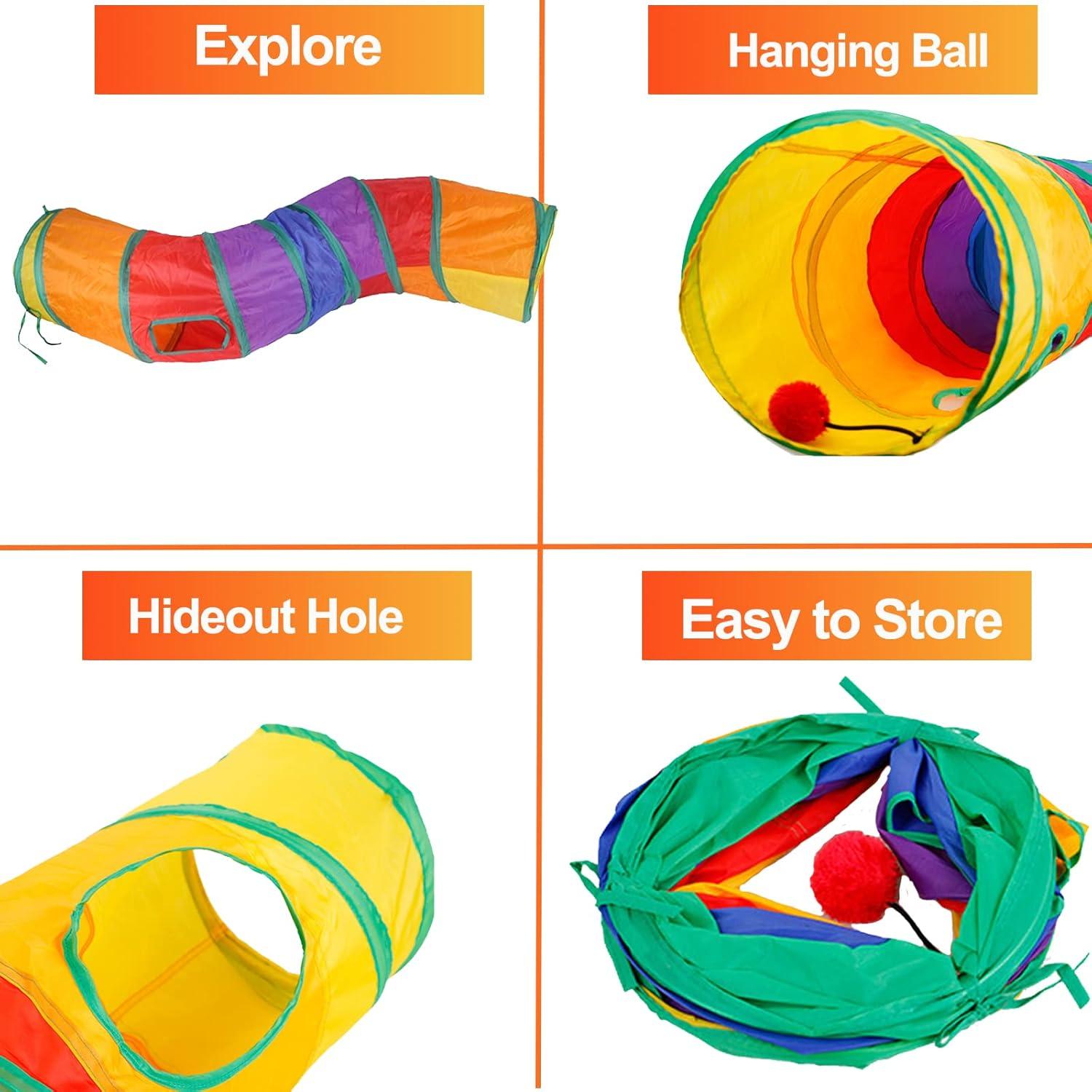 Túnel Plegable para Conejos HERCOCCI 119.4x25.4cm Arcoíris