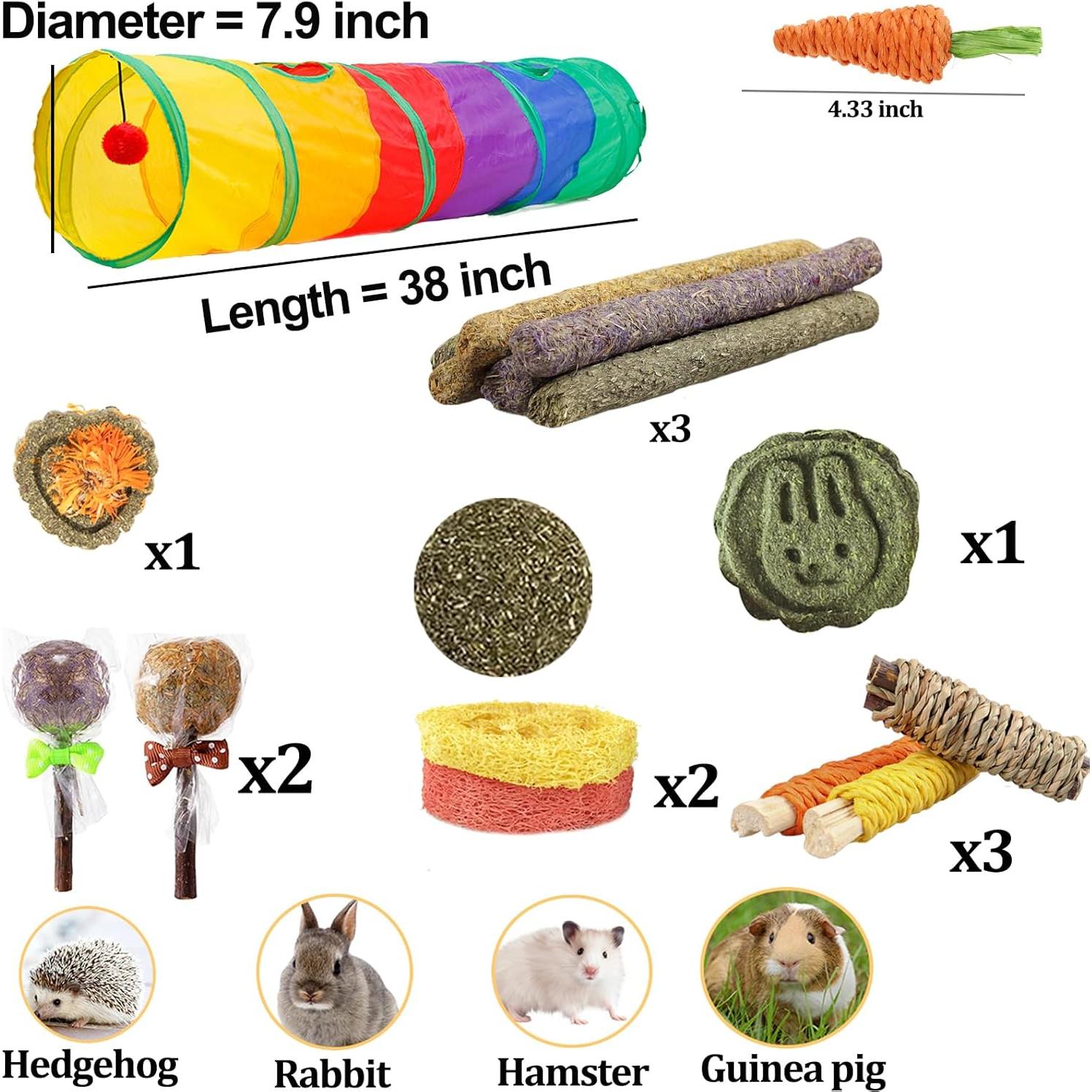 Túnel Plegable para Conejos HERCOCCI 119.4x25.4cm Arcoíris