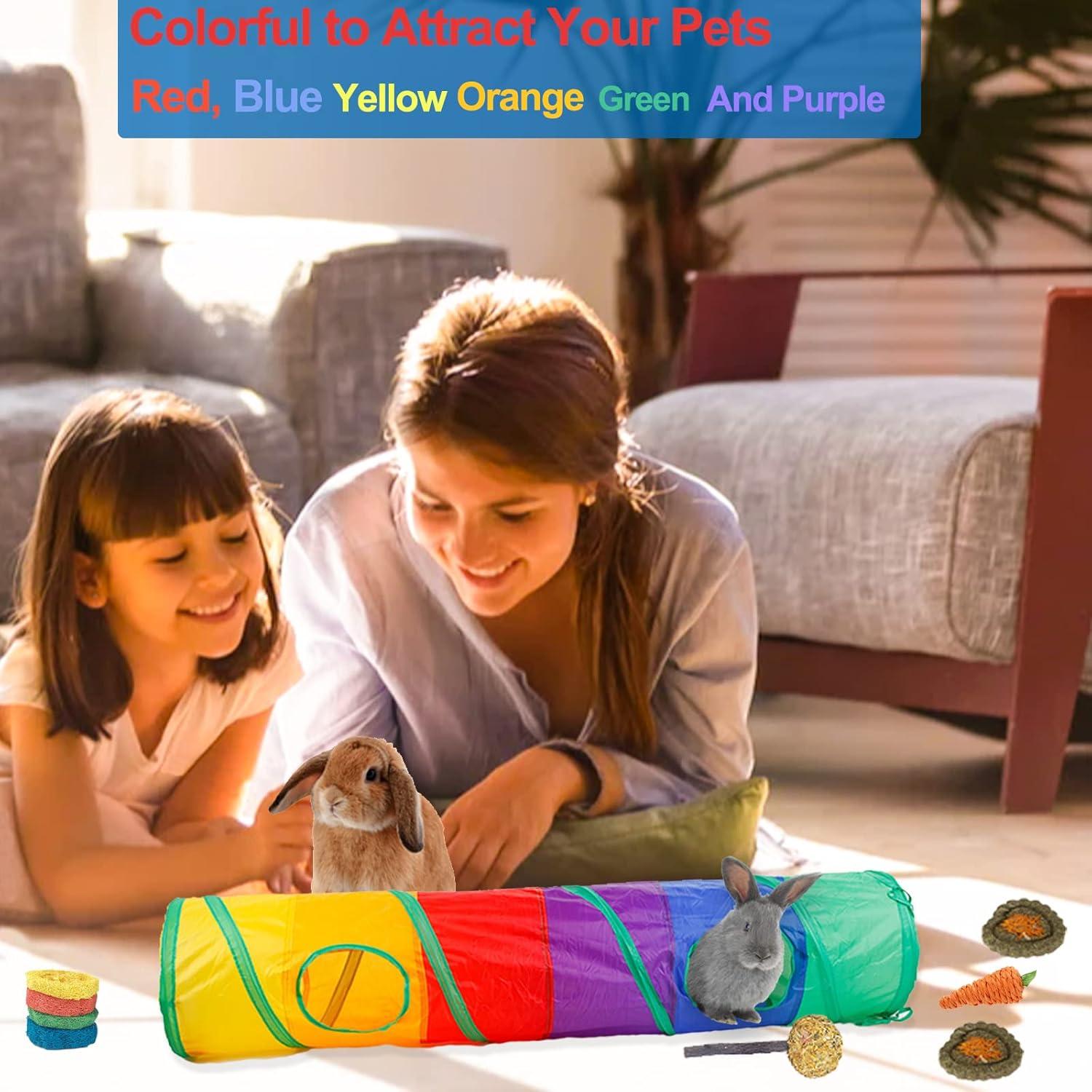 Túnel Plegable para Conejos HERCOCCI 119.4x25.4cm Arcoíris