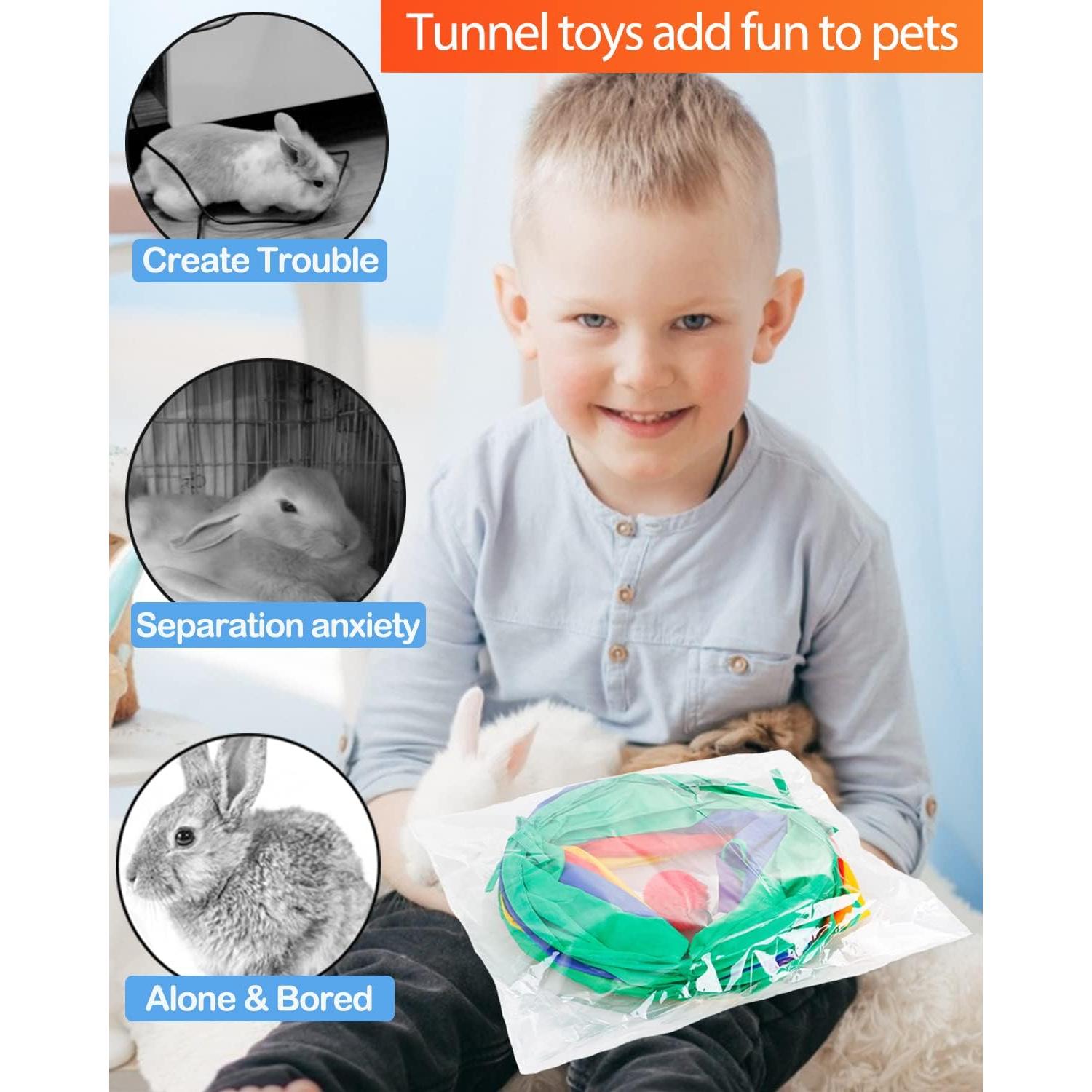 Túnel Plegable para Conejos HERCOCCI 119.4x25.4cm Arcoíris