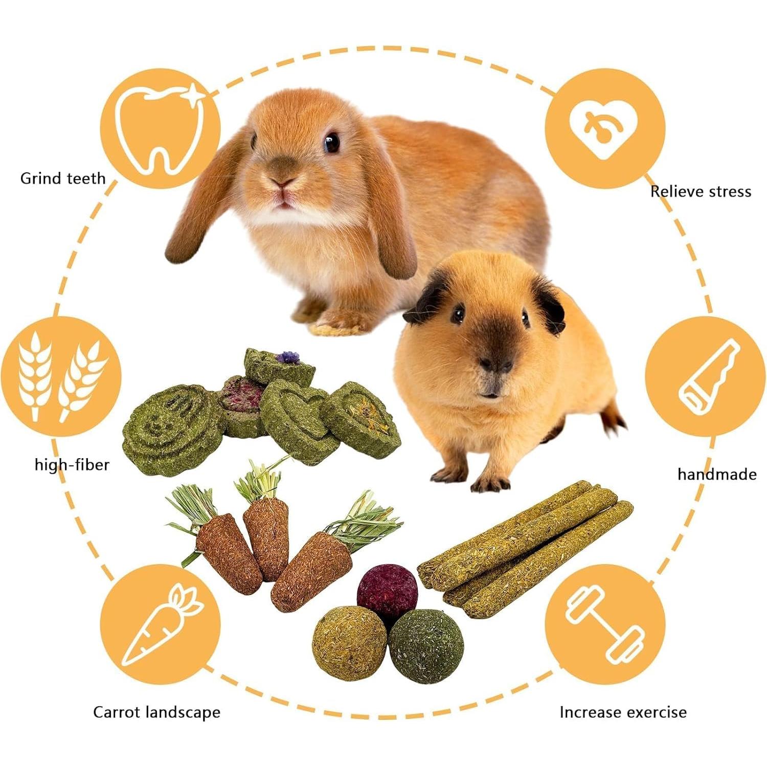 Juguetes Masticables para Conejos Hamiledyi 450g Pasto Timothy