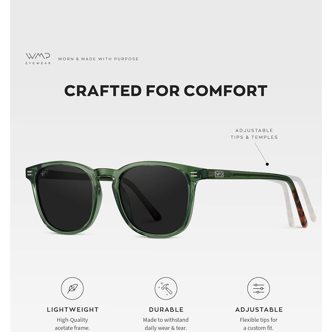 Gafas de Sol Polarizadas WMP para Hombre - Marco Verde Esmeralda