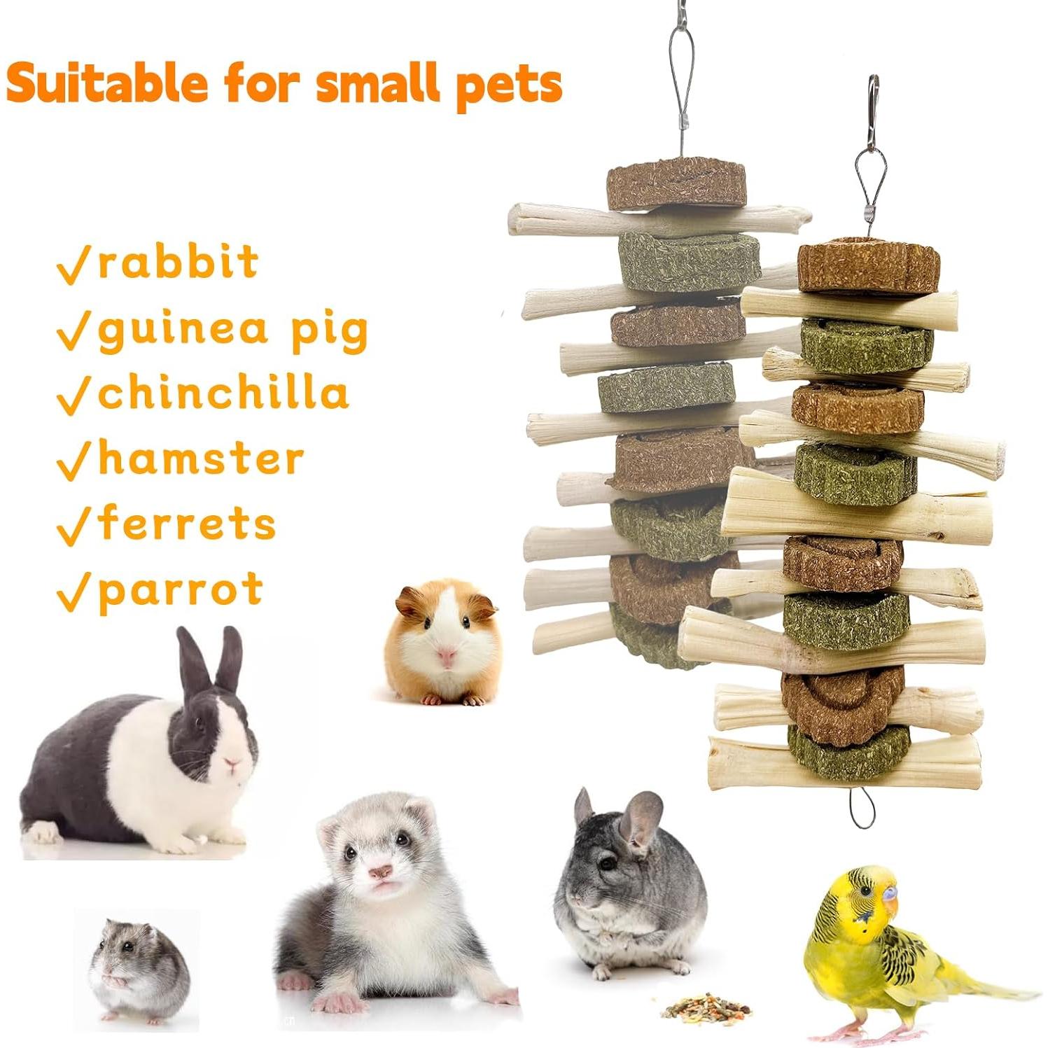 3 Juguetes de Masticar para Conejos Hamiledyi - Pastel de Hierba Natural