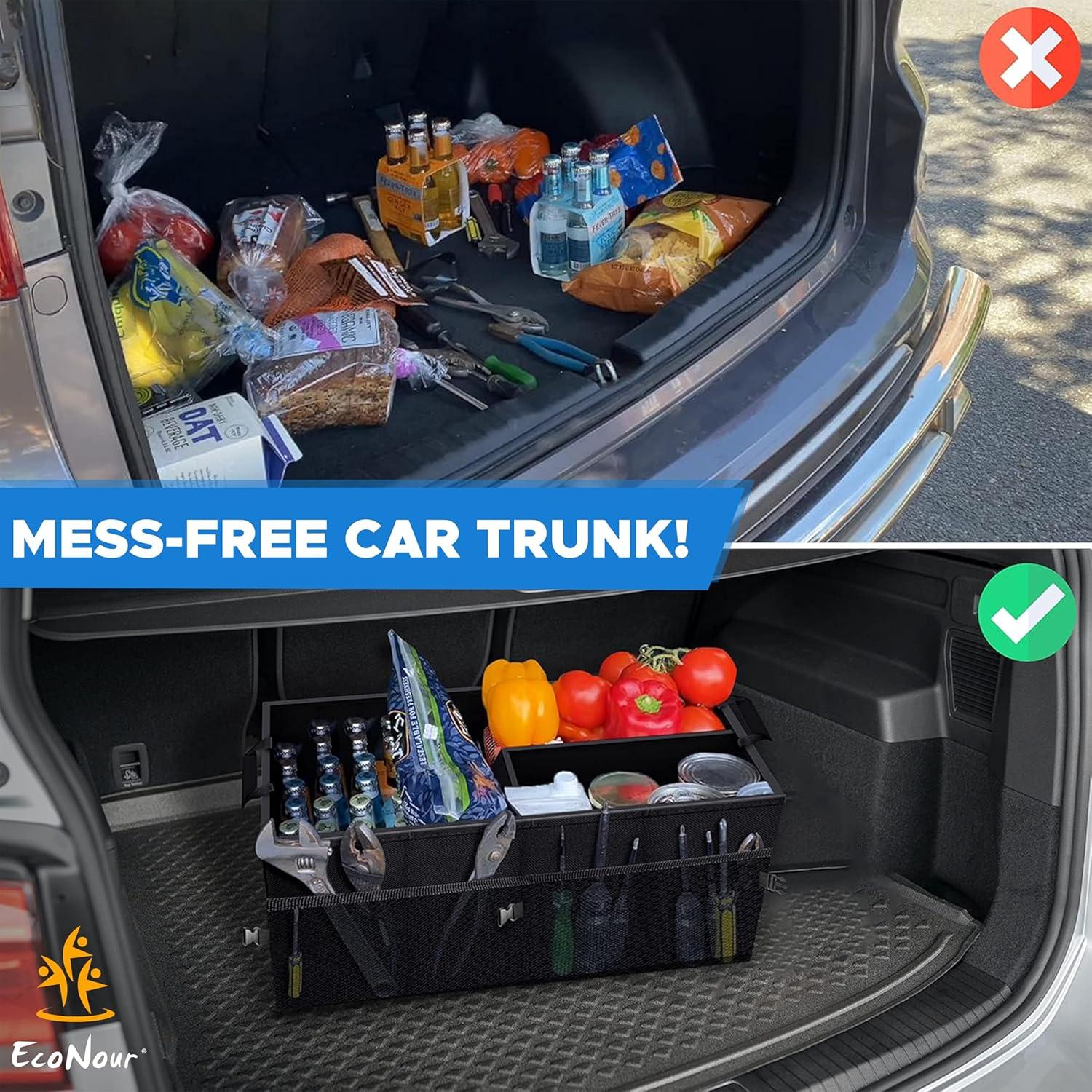 Organizador de Maletero EcoNour Plegable 49L para Auto - Negro