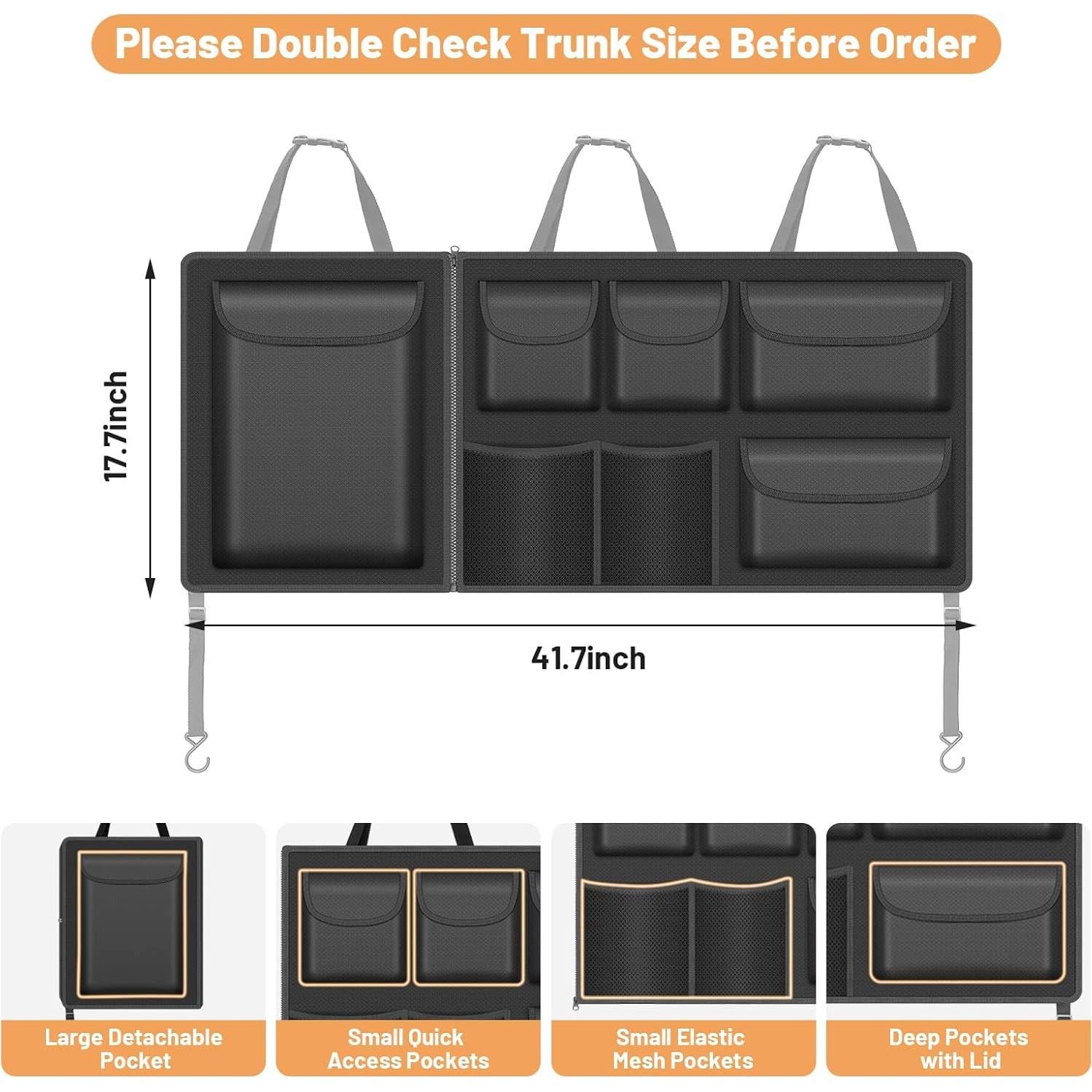 Organizador de Maletero Colgante Automiim 7 Compartimentos Negro