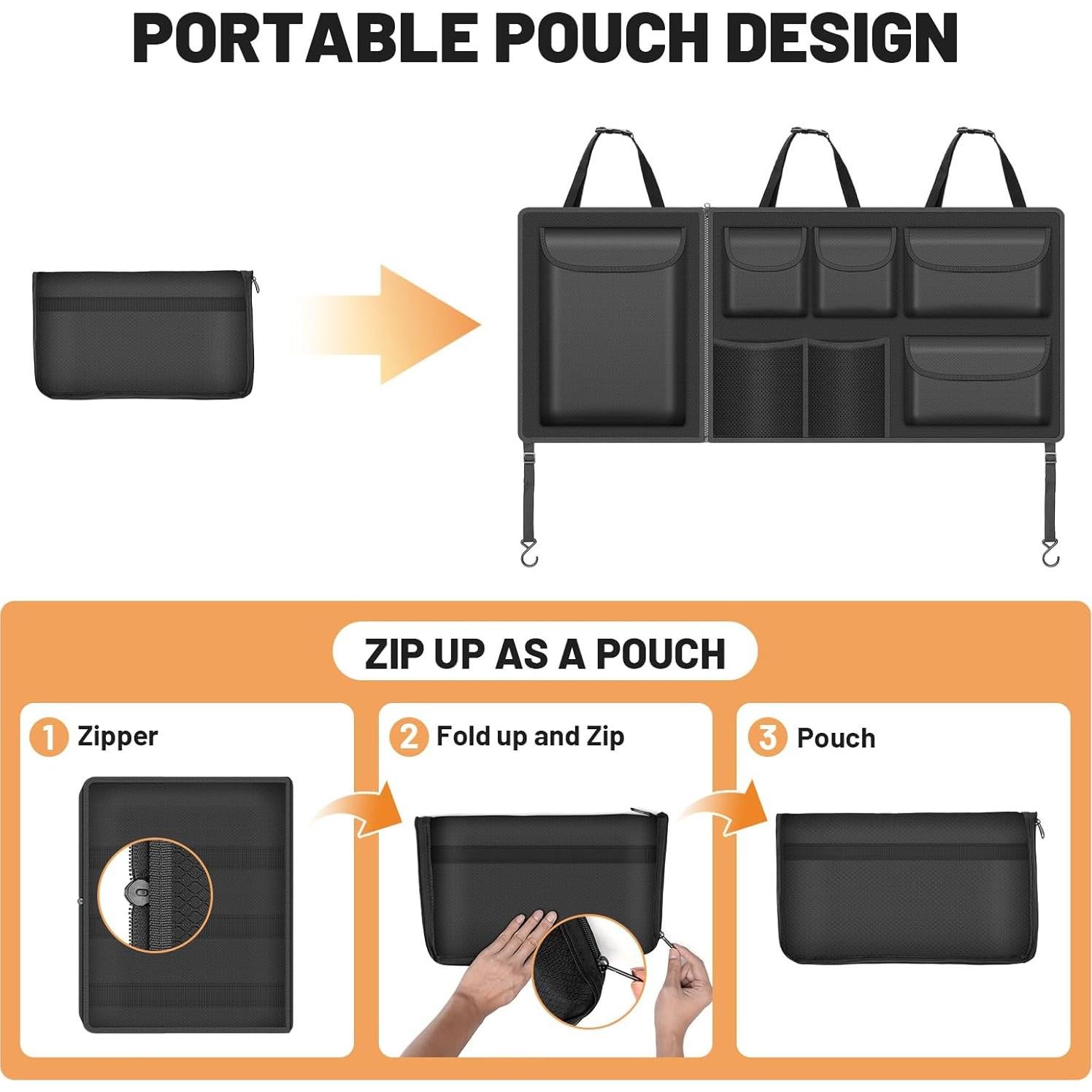 Organizador de Maletero Colgante Automiim 7 Compartimentos Negro