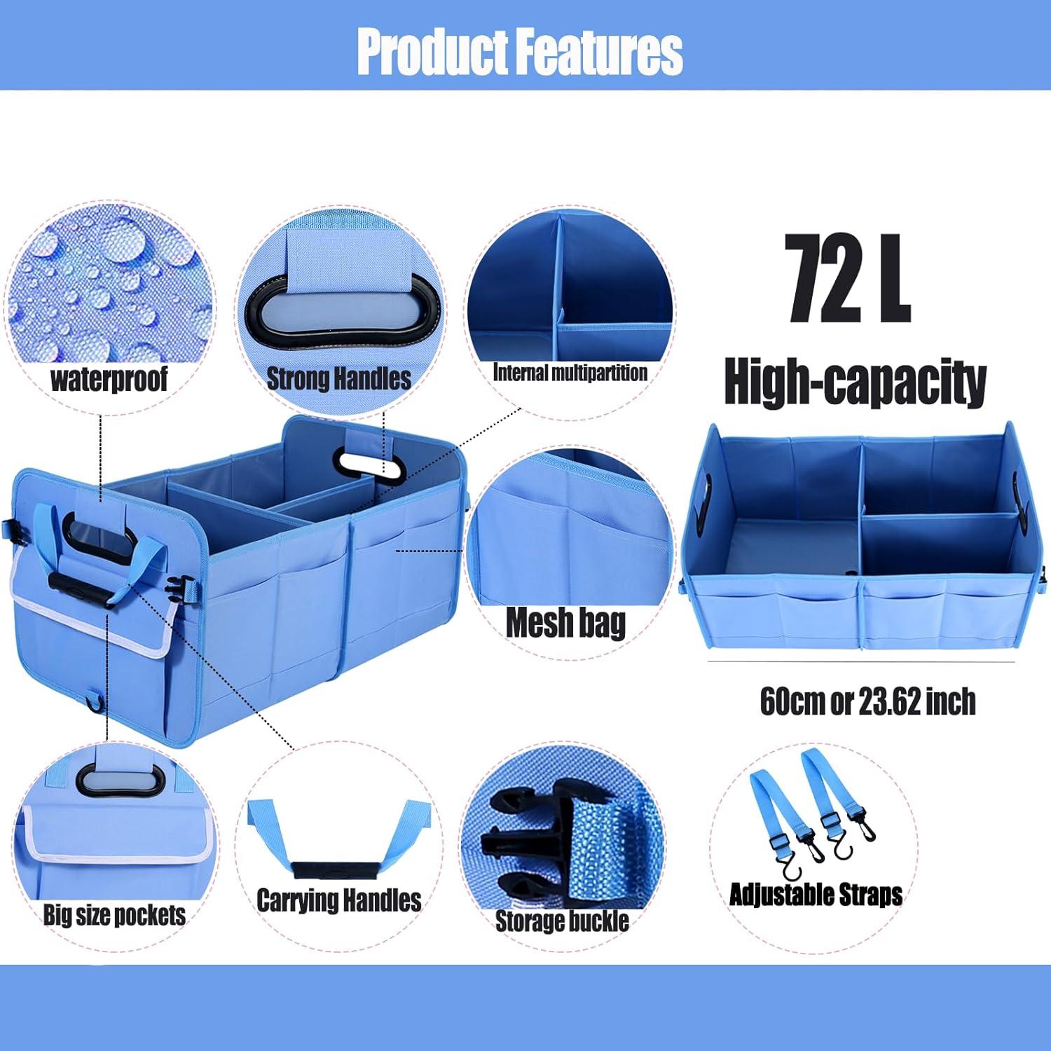 Organizador de Maletero Plegable Zhiyanz 72L Azul Impermeable