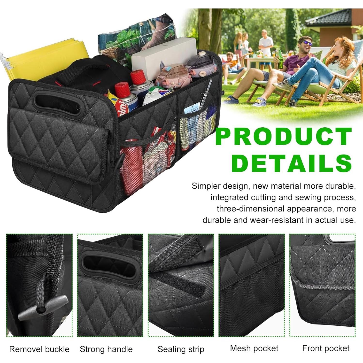 Organizador de Maletero de Coche Sylvil, Tela Oxford, Negro