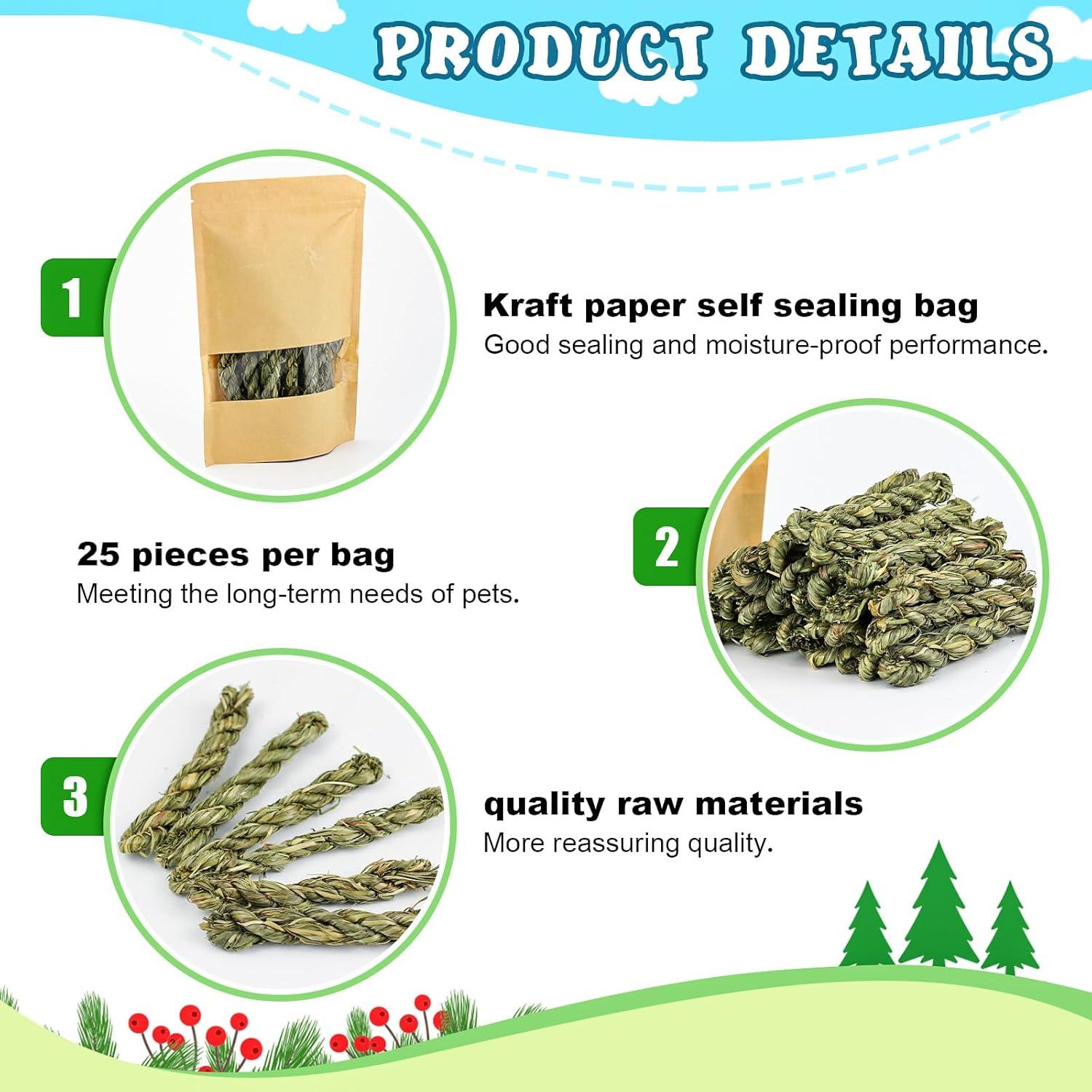 25 Palos de Heno Timothy para Conejos y Roedores - Matafat