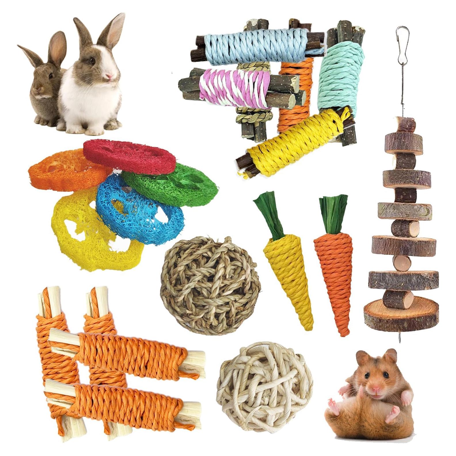 Juguetes Naturales para Conejos Slicon - 20 Piezas Masticar