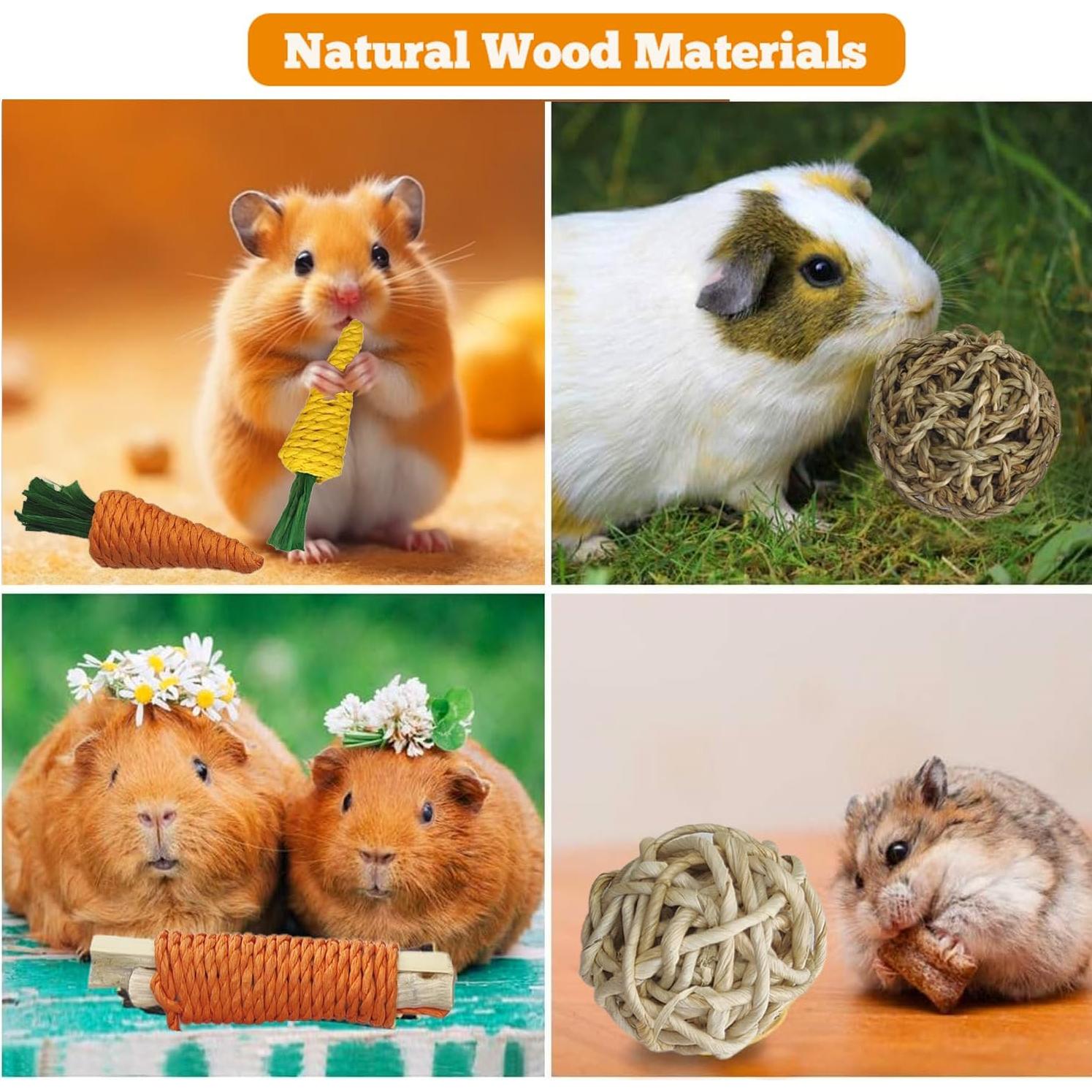 Juguetes Naturales para Conejos Slicon - 20 Piezas Masticar