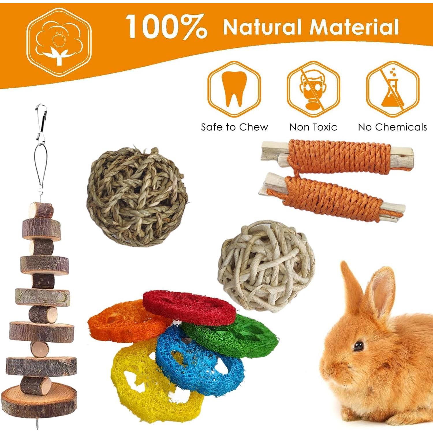 Juguetes Naturales para Conejos Slicon - 20 Piezas Masticar