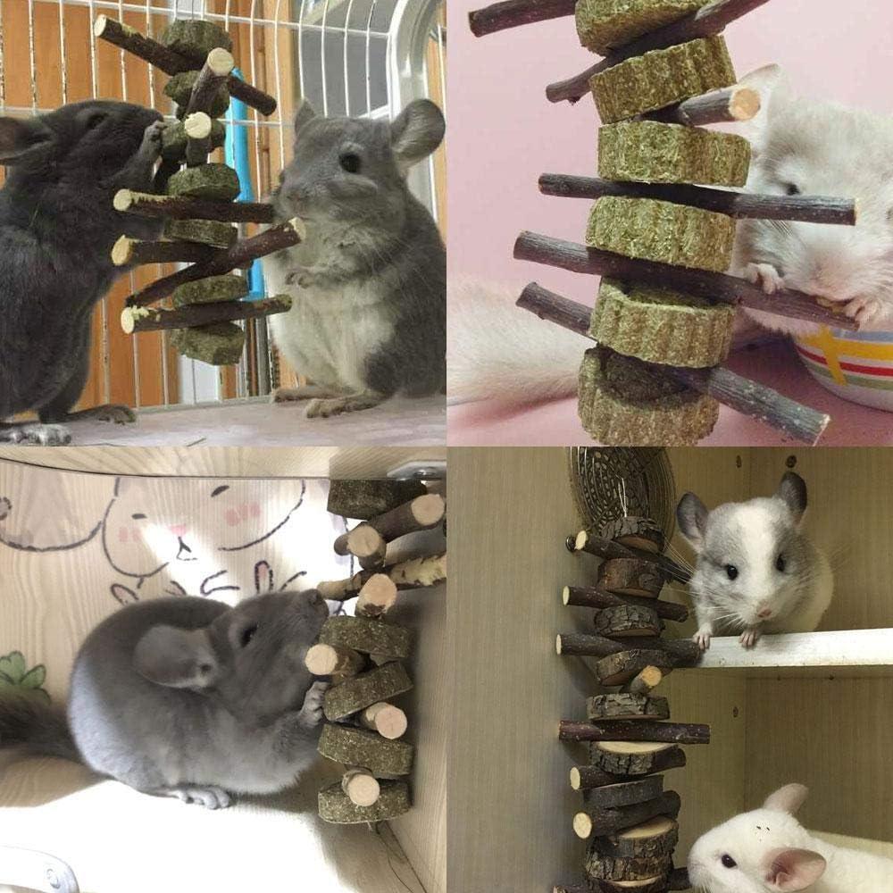 Juguetes de Masticar para Conejos PeSandy - Madera de Manzana y Heno Timothy