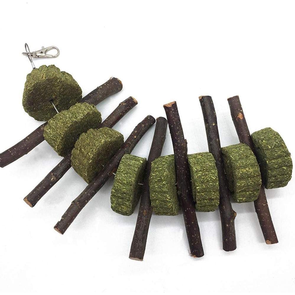 Juguetes de Masticar para Conejos PeSandy - Madera de Manzana y Heno Timothy